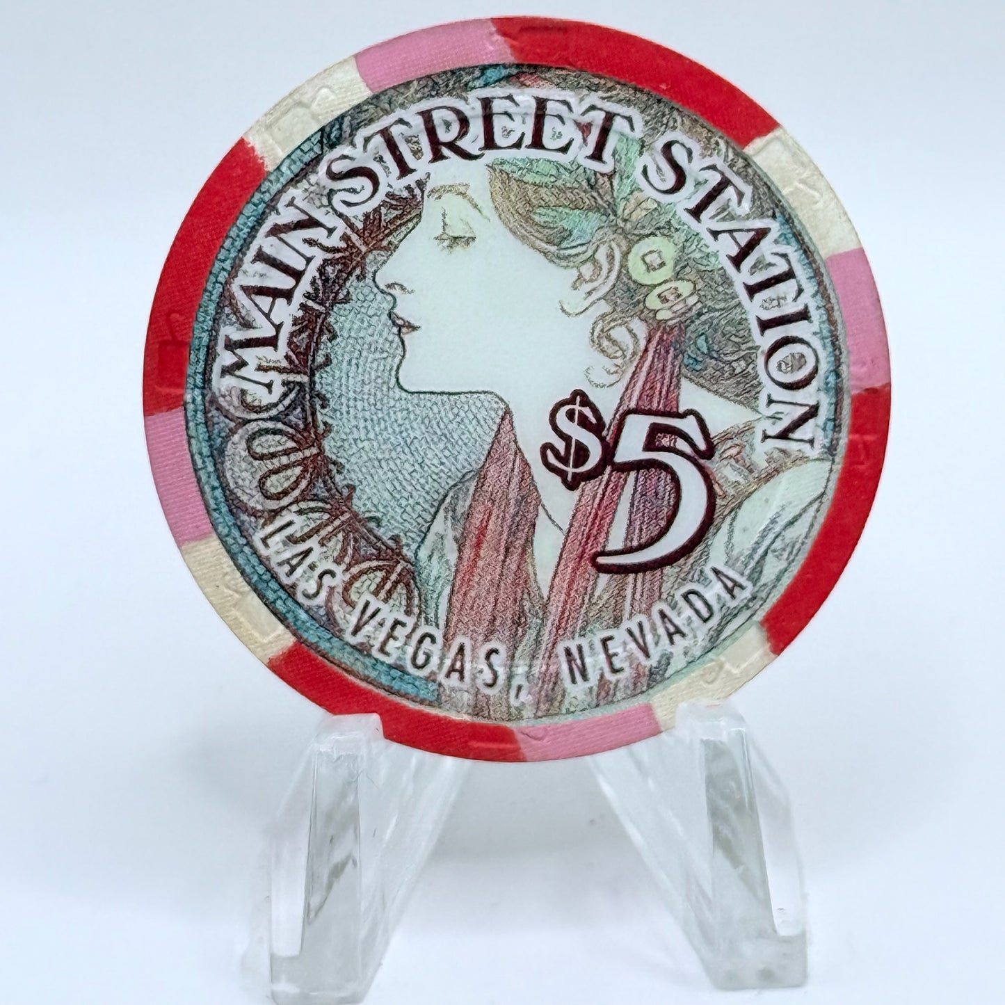 Main Street Station Las Vegas Nevada 1997 'Lady in Green - Women For All Seasons' LE $5 Casino Chip V1070