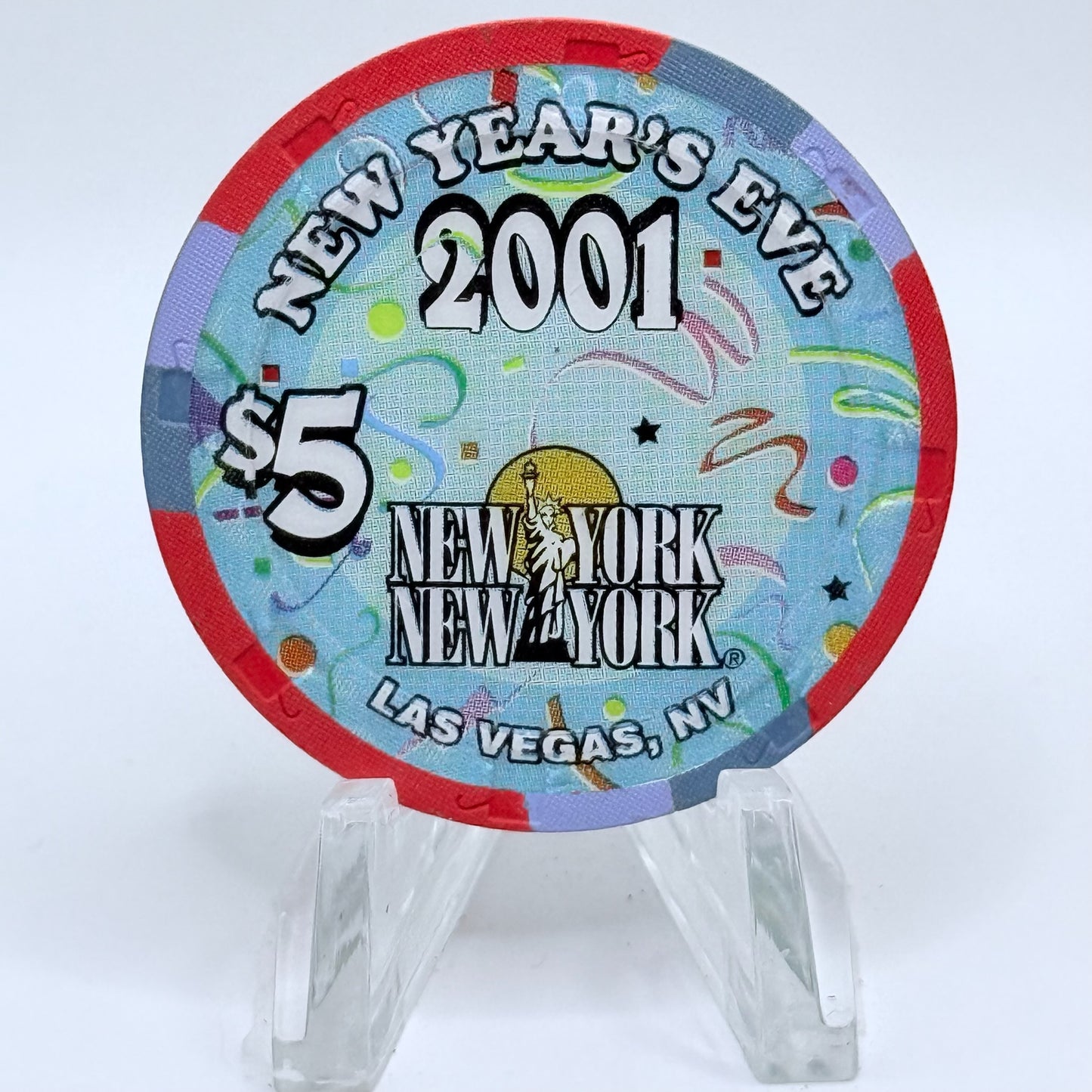 New York New York Las Vegas Nevada 2000 'New Year's Eve' LE $5 Casino Chip V6328