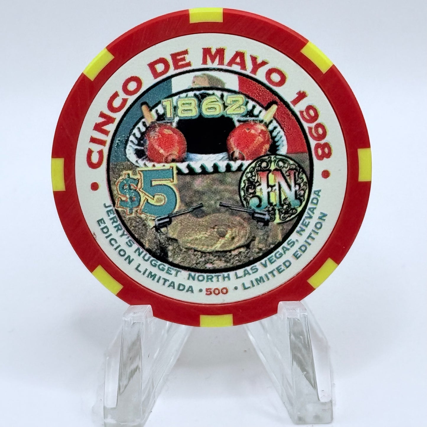 Jerry's Nugget N. Las Vegas Nevada 1998 'Cinco De Mayo' LE $5 Casino Chip V1211