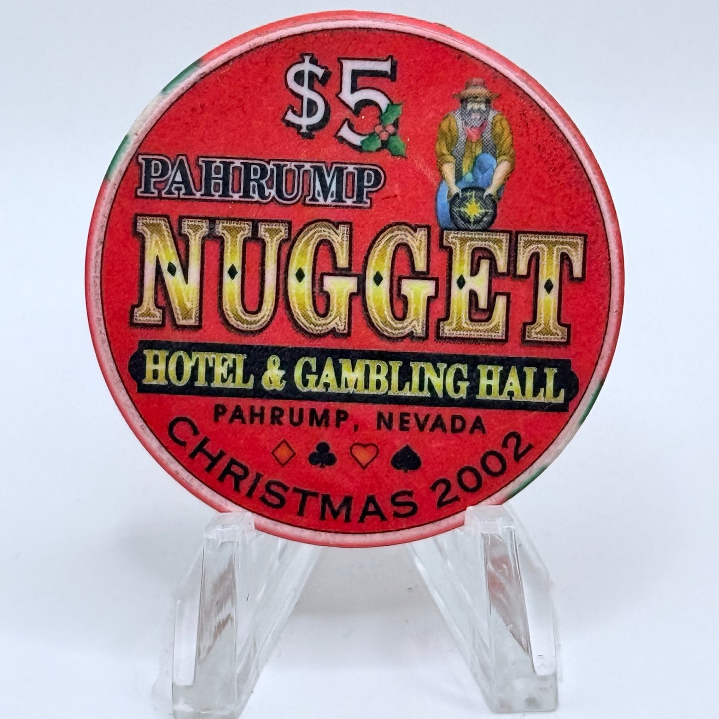 Pahrump Nugget Hotel & Gambling Hall Pahrump Nevada 2002 'Christmas' LE $5 Casino Chip E1674