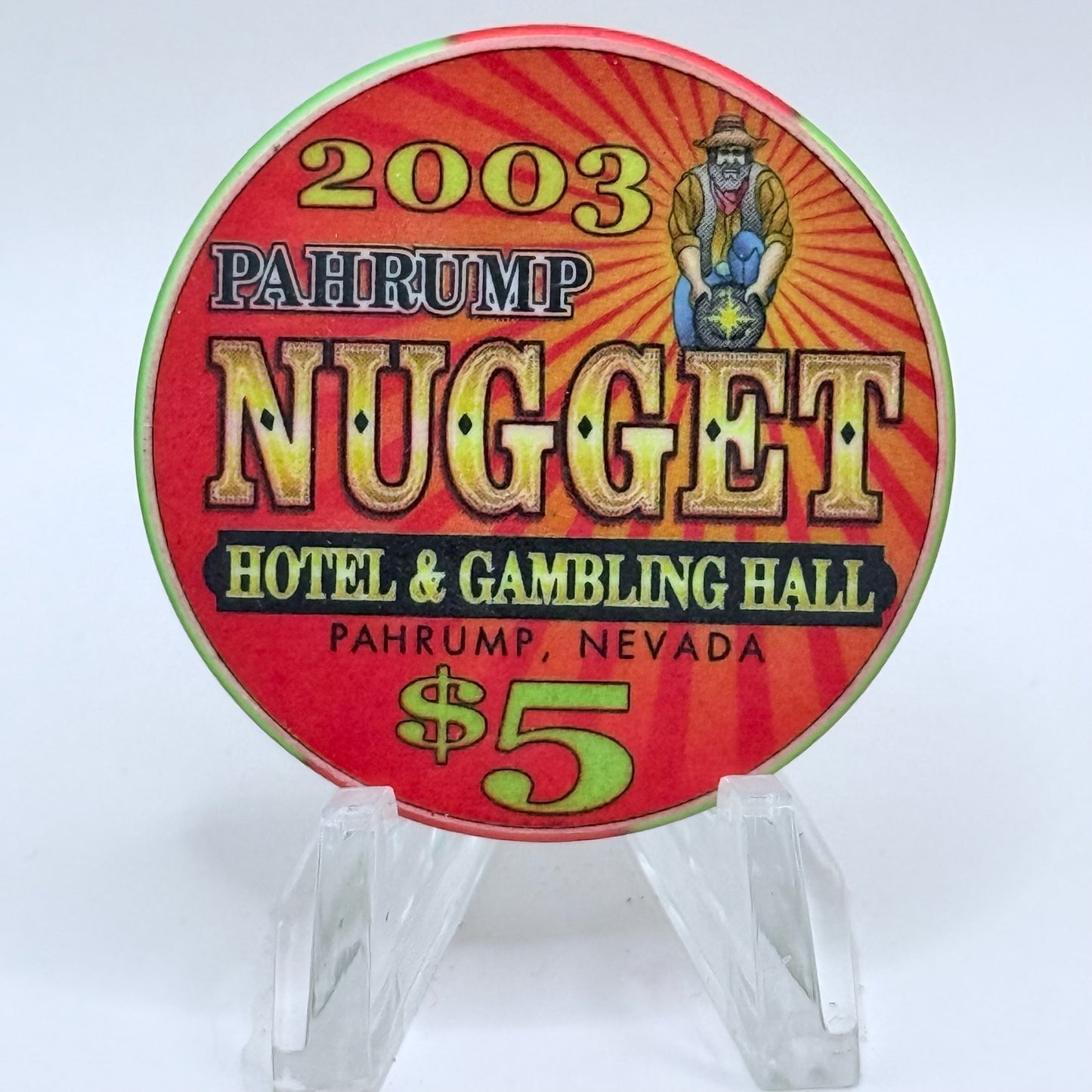 Pahrump Nugget Hotel & Gambling Hall Pahrump Nevada 2003 'Happy St. Patrick's Day' LE $5 Casino Chip E1685