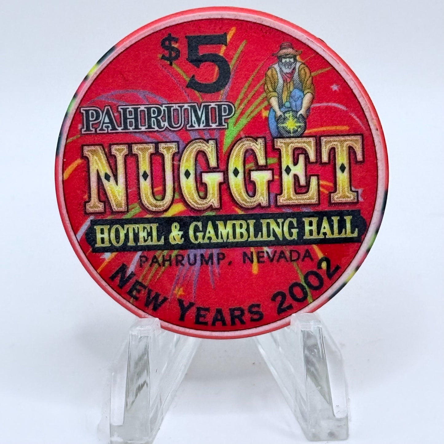 Pahrump Nugget Hotel & Gambling Hall Pahrump Nevada 2001 'New Years' LE $5 Casino Chip V9240