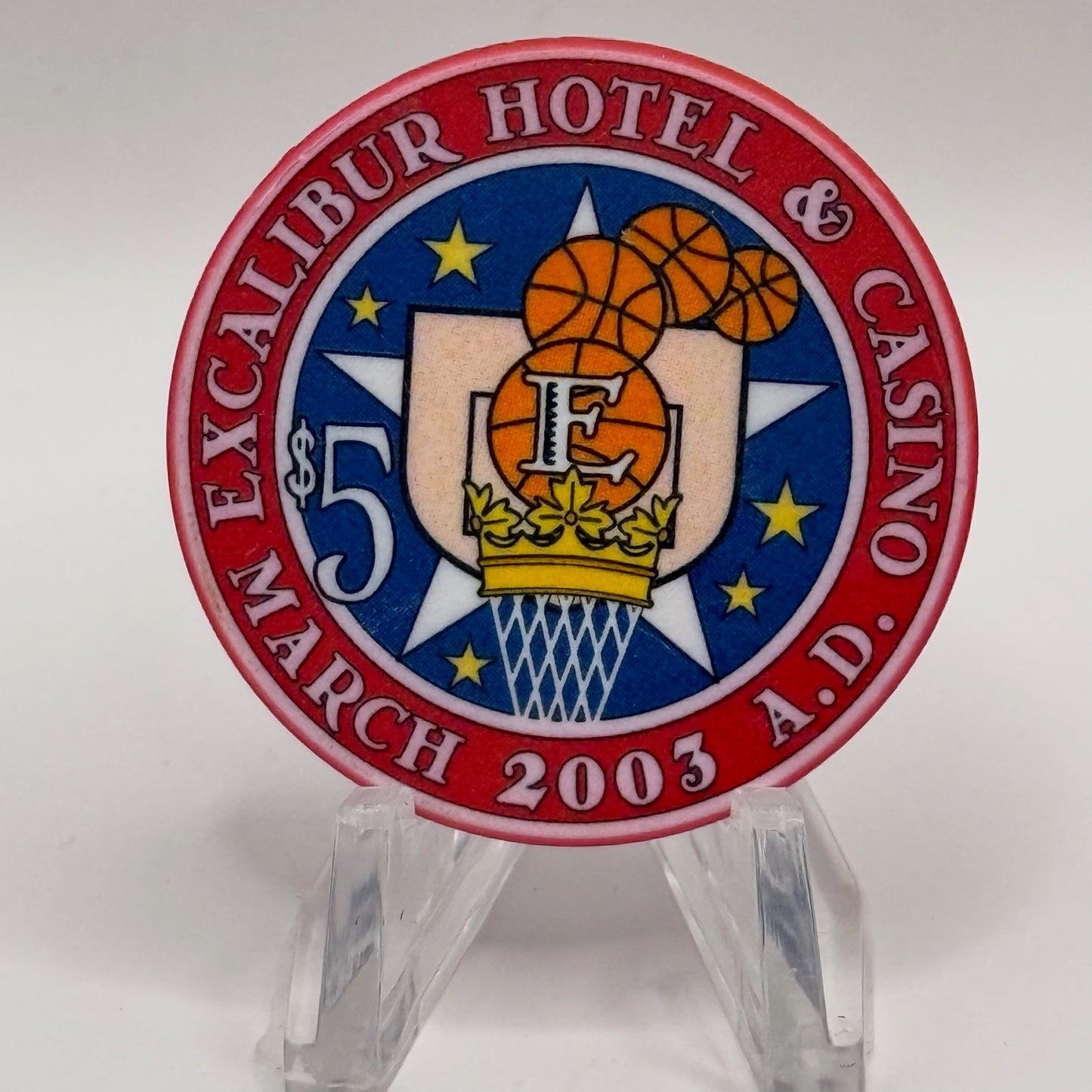 Excalibur Las Vegas Nevada 2003 'March' LE $5 Casino Chip E0413