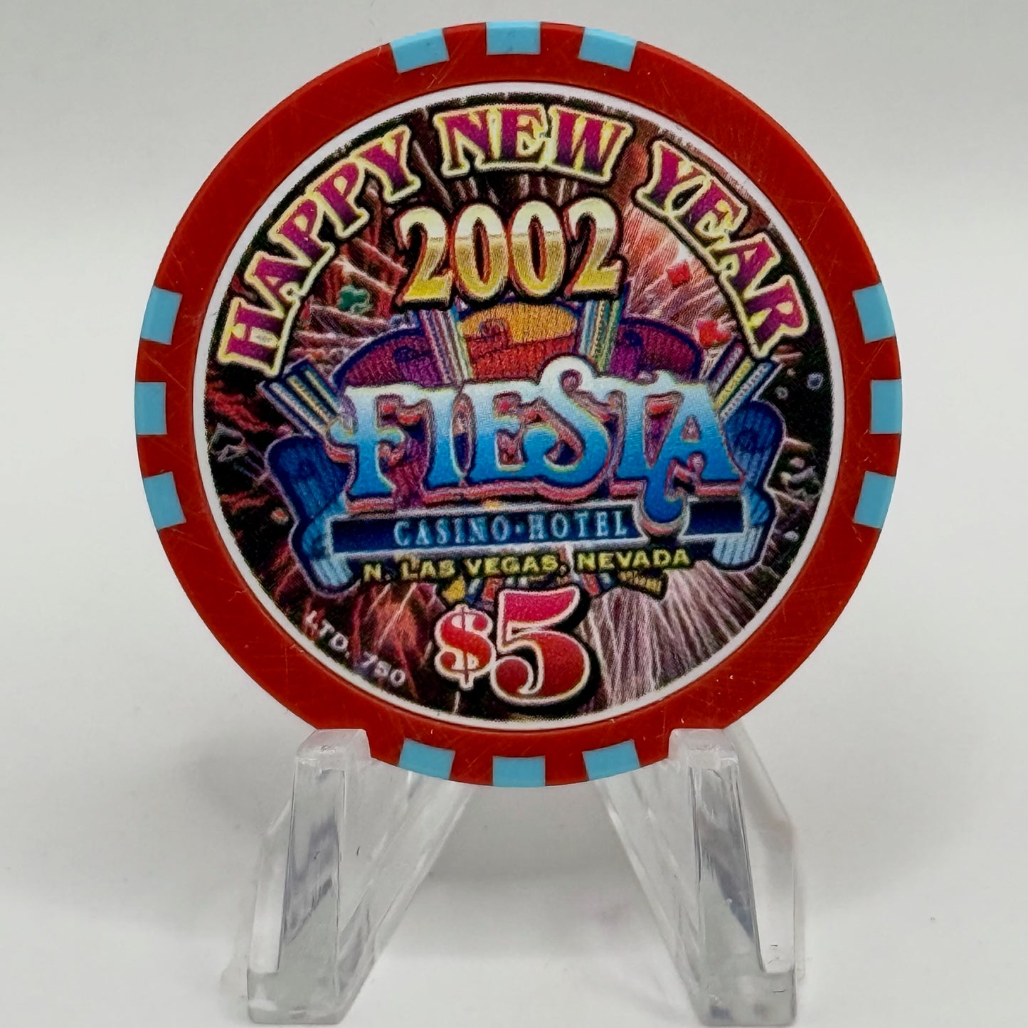 Fiesta Rancho N. Las Vegas Nevada 2002 'Happy New Years' LE $5 Casino Chip V8443