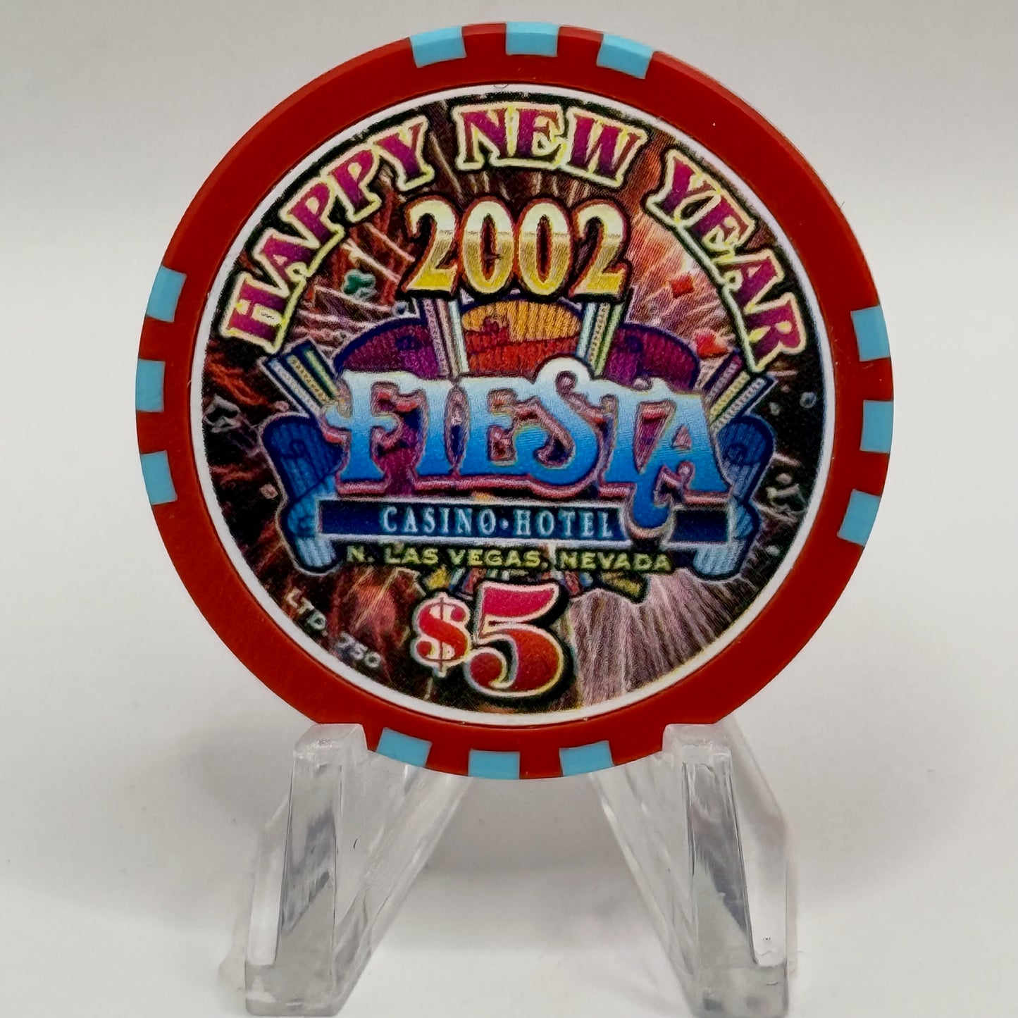 Fiesta Rancho N. Las Vegas Nevada 2002 'Happy New Years' LE $5 Casino Chip V8443