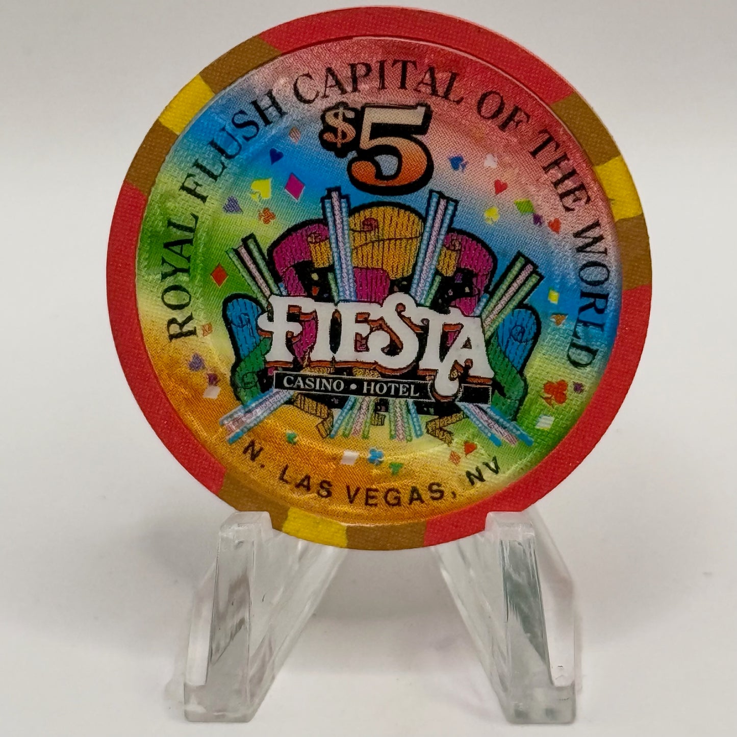 Fiesta Rancho N. Las Vegas Nevada 1998 'Royal Flush' Series 8 LE $5 Casino Chip N8238