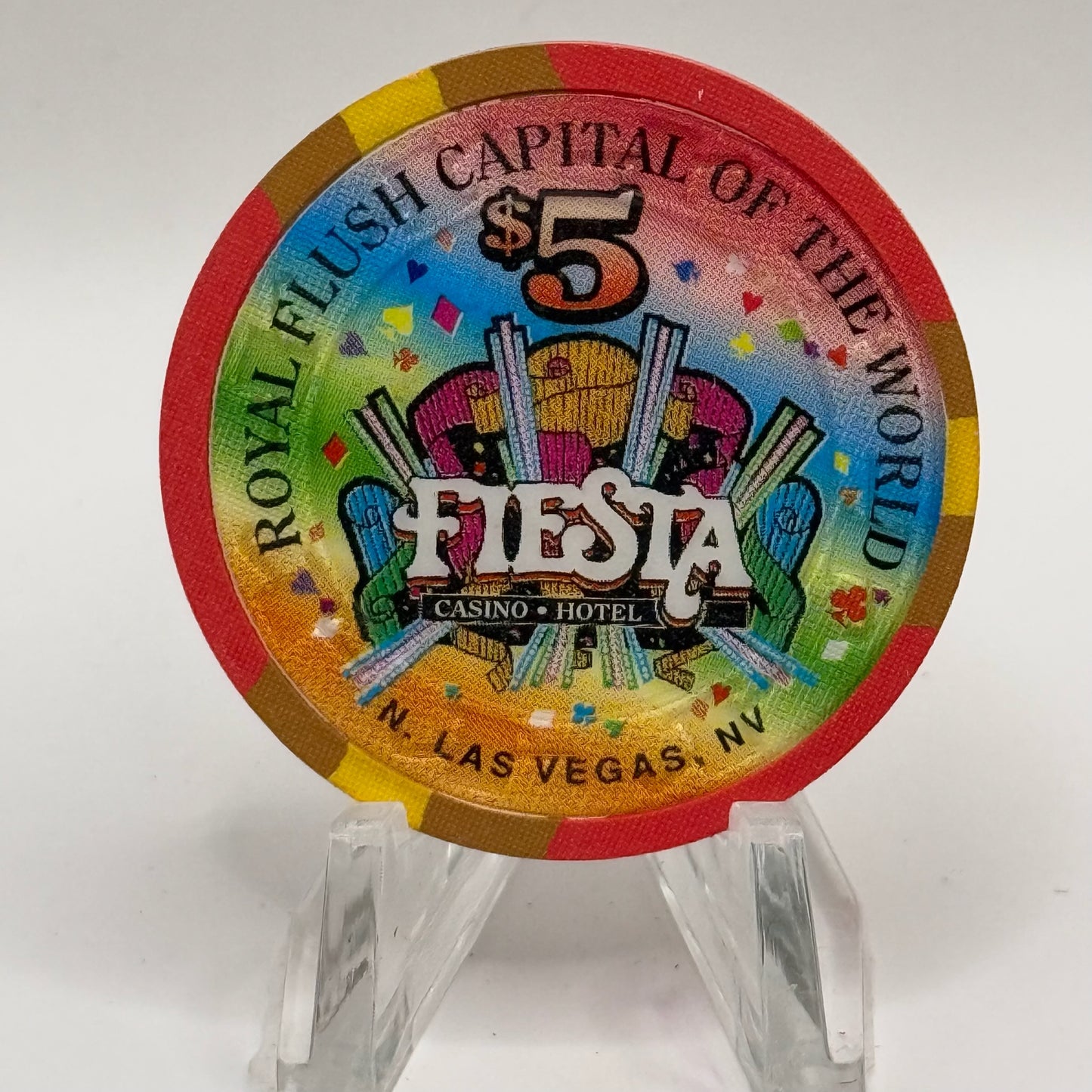 Fiesta Rancho N. Las Vegas Nevada 1998 'King of Spades' Series 8 LE $5 Casino Chip N8242