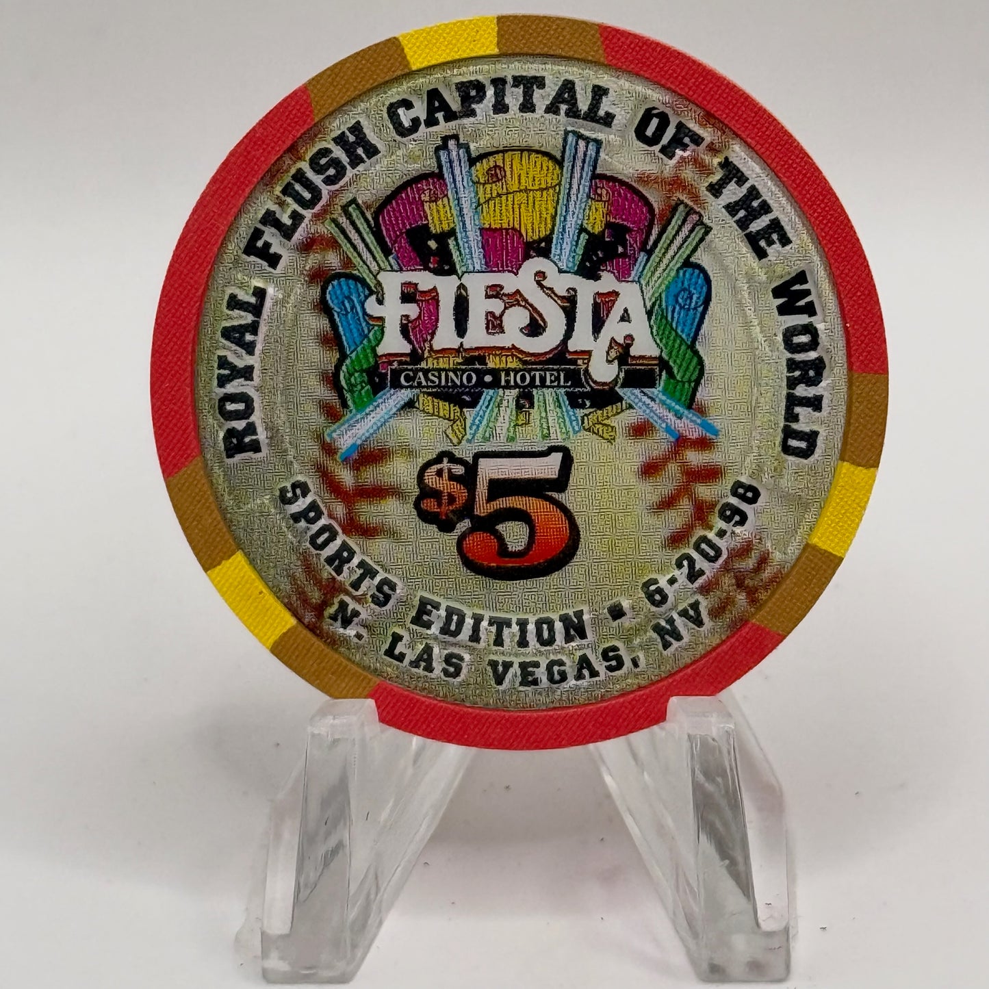 Fiesta Rancho N. Las Vegas Nevada 1998 'Sports Edition - Ed Kranepool' LE $5 Casino Chip N9636