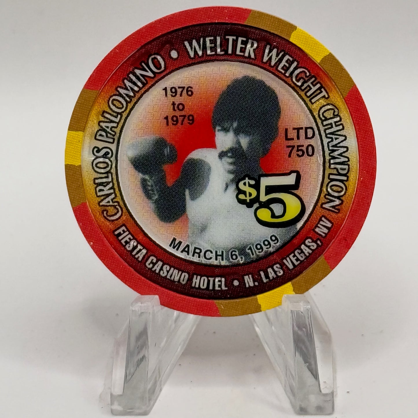 Fiesta Rancho N. Las Vegas Nevada 1999 'Carlos Palomino' LE $5 Casino Chip V2404