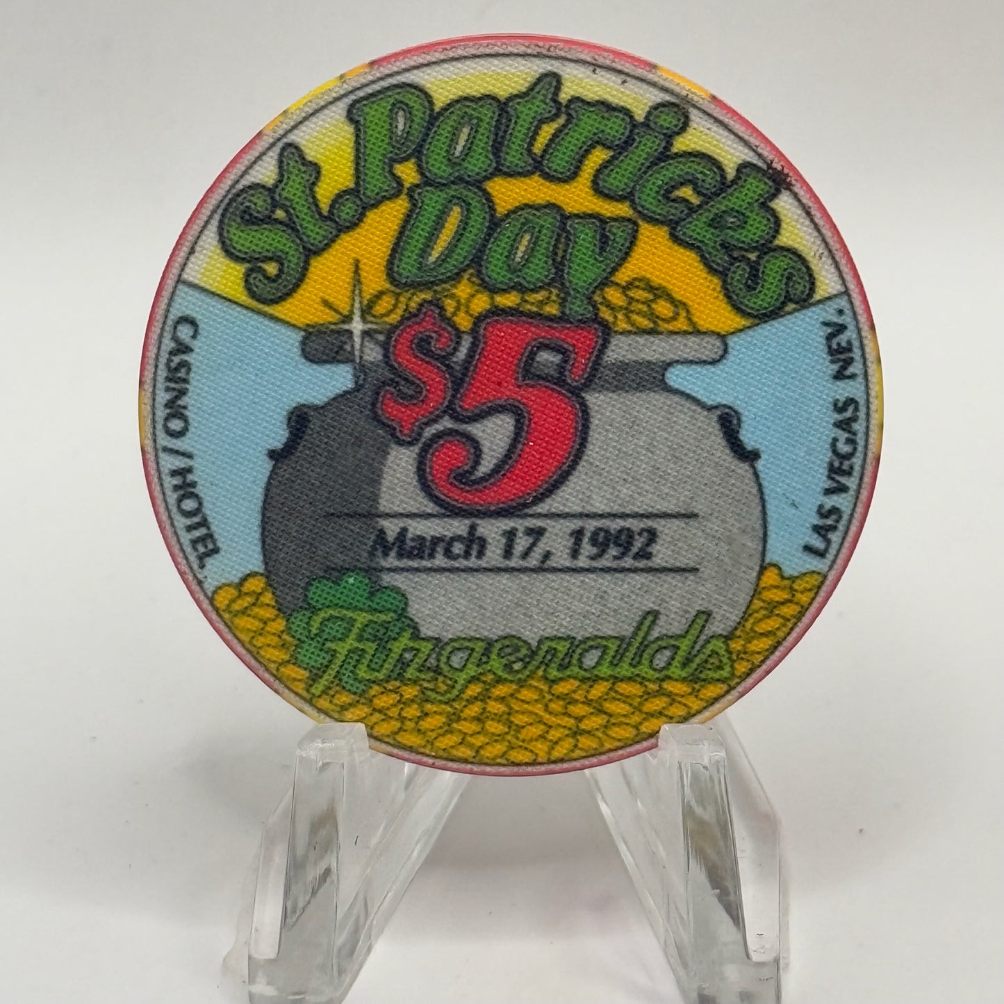 Fitzgeralds (Fitz) Las Vegas Nevada 1992 'St Patrick's Day' LE $5 Casino Chip N6108