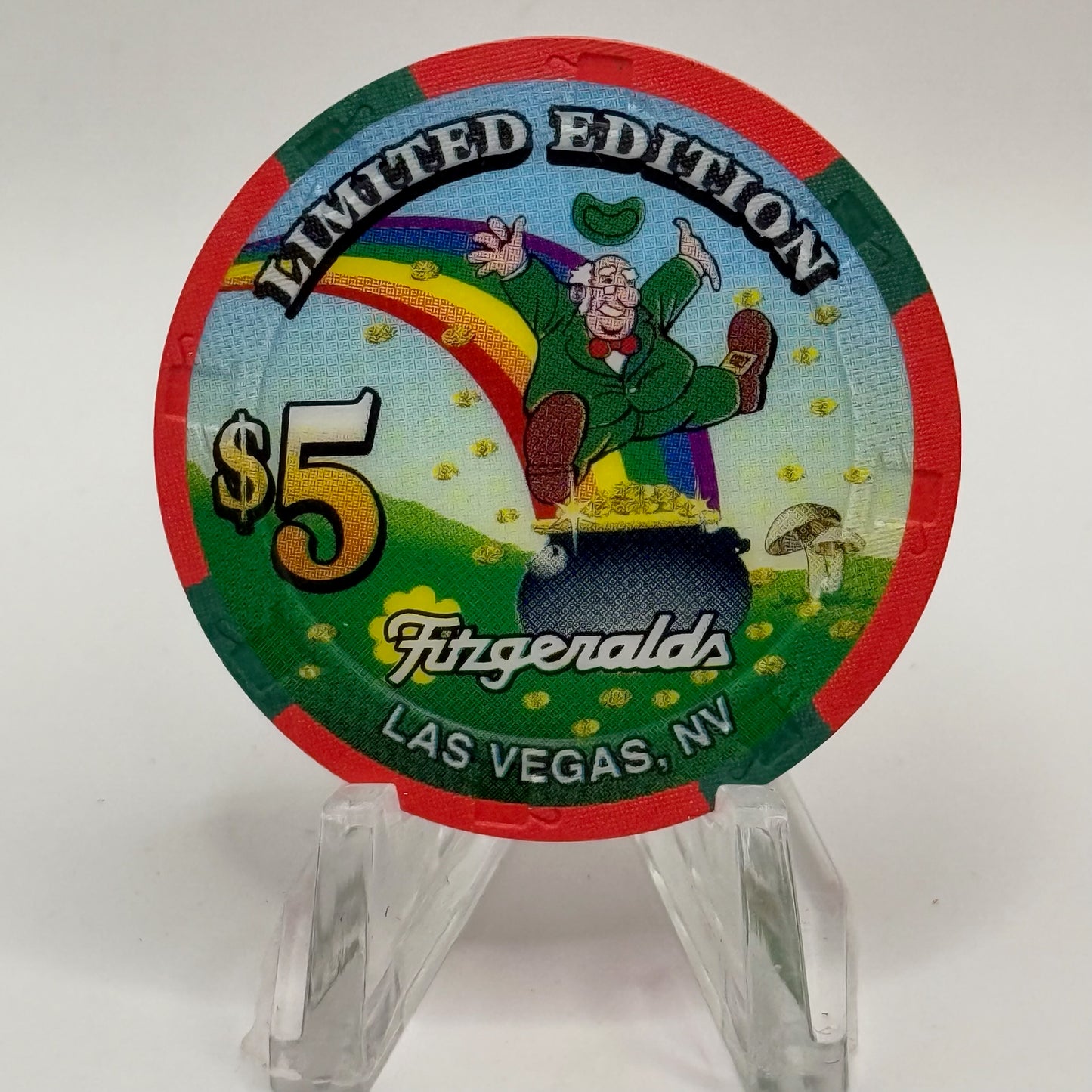 Fitzgeralds (Fitz) Las Vegas Nevada 2000 'May the Luck of the Irish be with You' LE $5 Casino Chip V7208