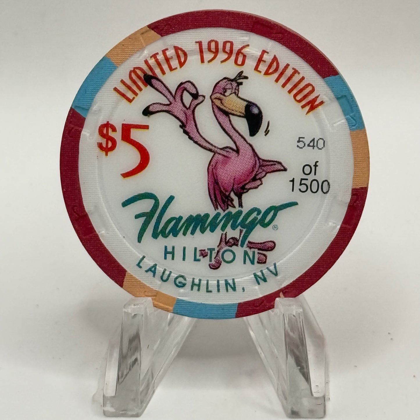 Flamingo Hilton Laughlin Nevada 1996 'Legends of the West - Buffalo Bill Cody' Series 8 LE $5 Casino Chip N8284