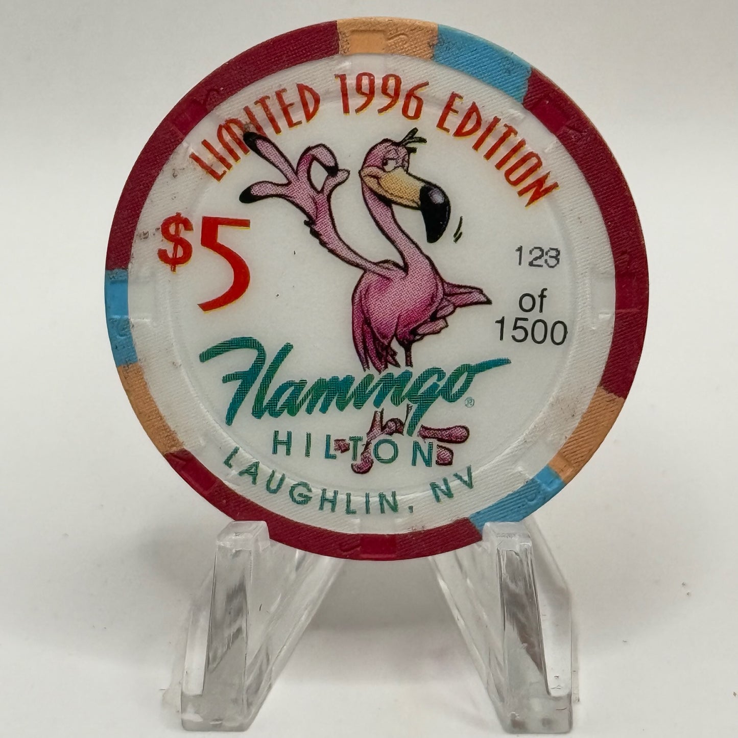 Flamingo Hilton Laughlin Nevada 1996 'Legends of the West - Belle Starr' Series 8 LE $5 Casino Chip N8283