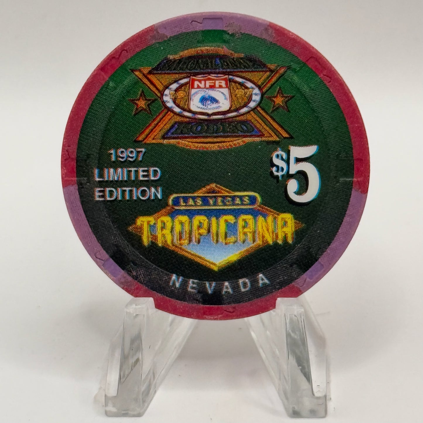 Tropicana Las Vegas Nevada 1997 'NFR Rodeo ' LE $5 Casino Chip V1682