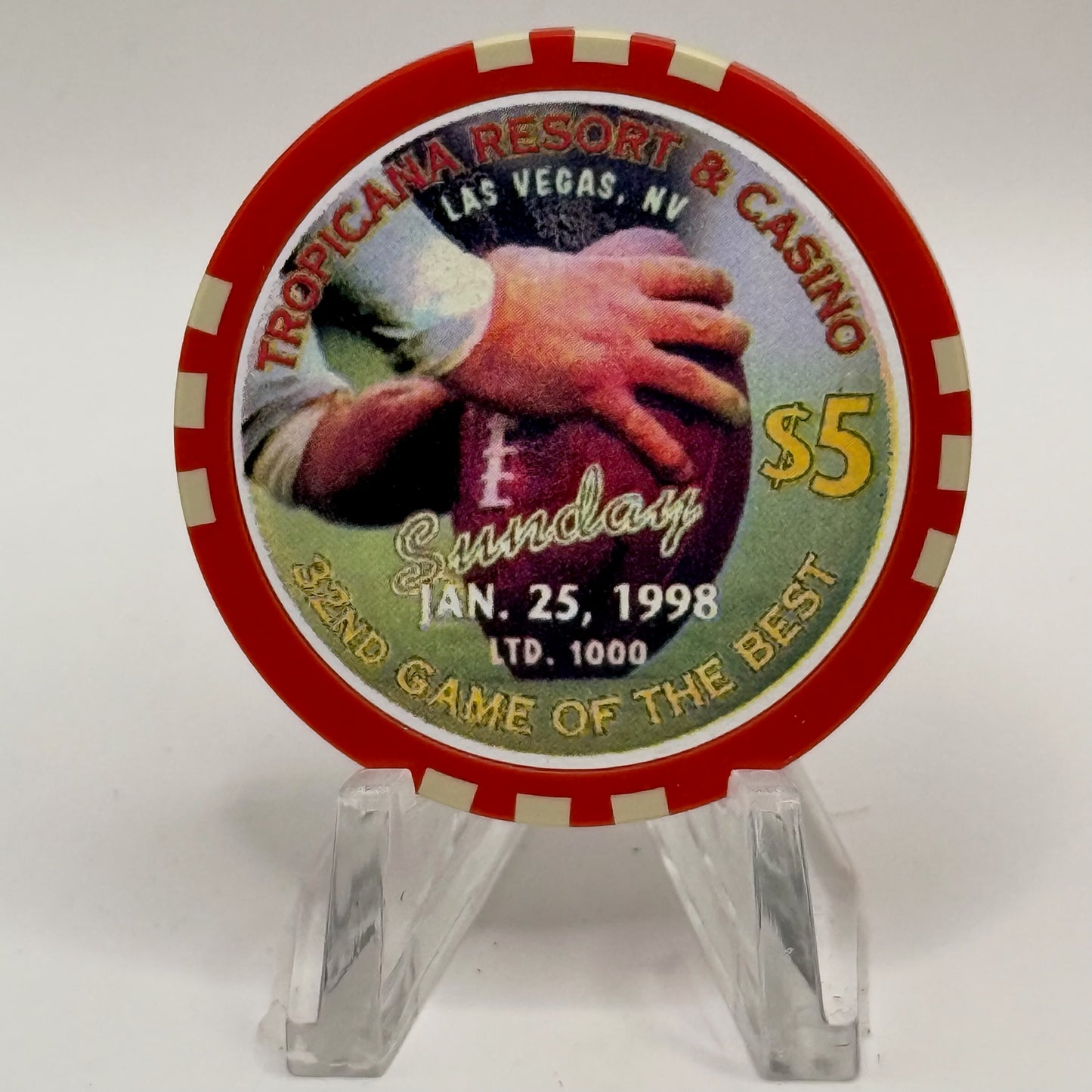 Tropicana Las Vegas Nevada 1998 '32nd Game Of The Best' LE $5 Casino Chip V1659