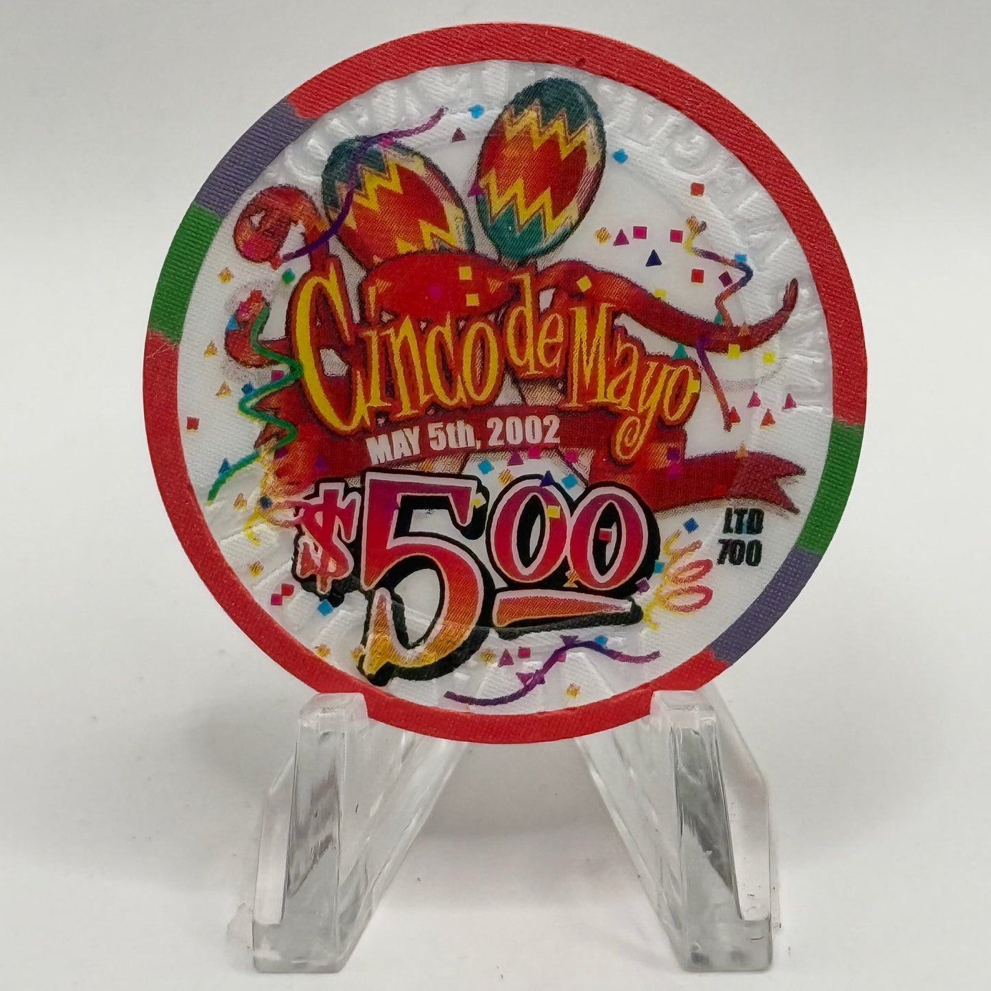 Aladdin Resort & Casino Las Vegas Nevada 2002 'Cinco De Mayo' LE $5 Casino Chip E0014