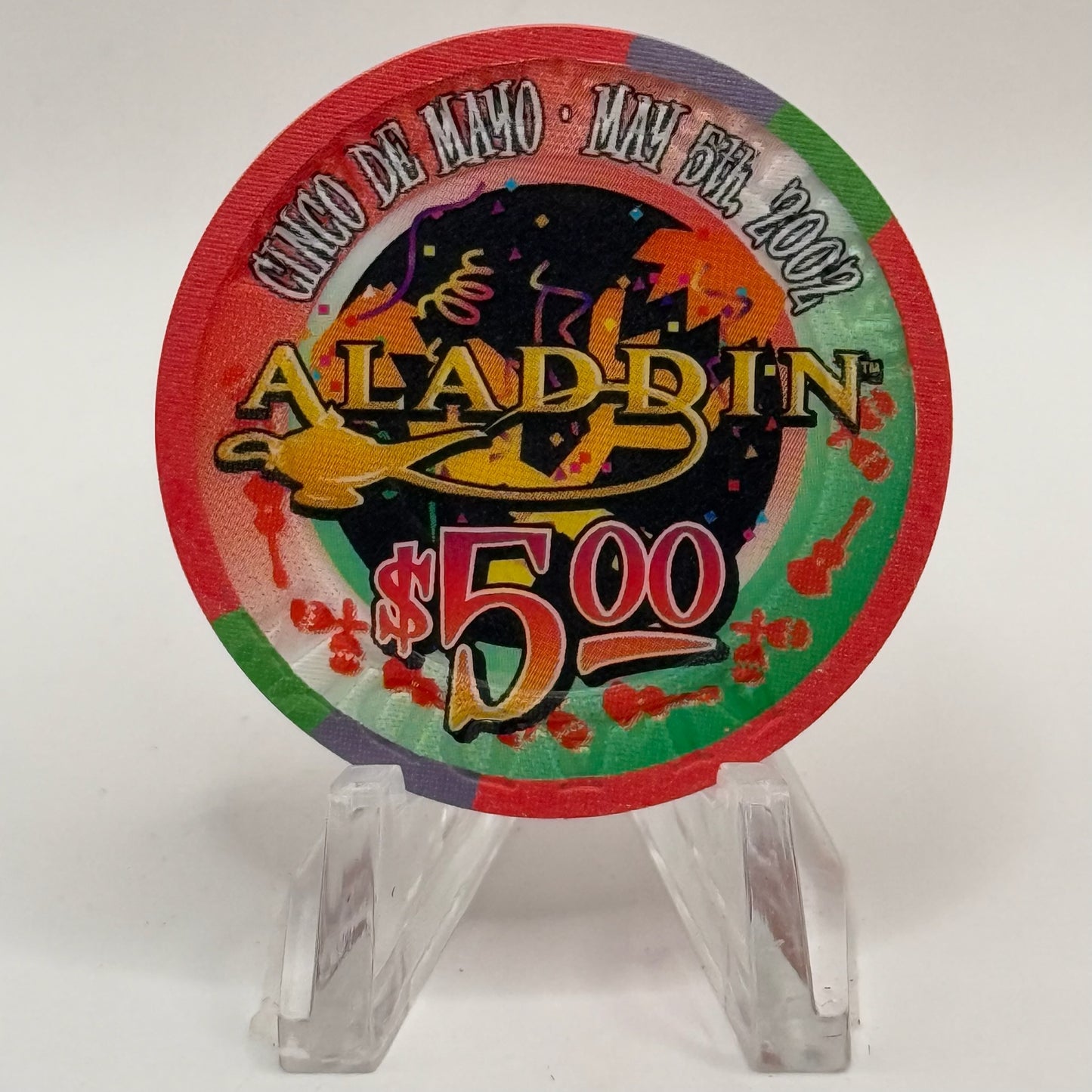 Aladdin Resort & Casino Las Vegas Nevada 2002 'Cinco De Mayo' LE $5 Casino Chip E0014