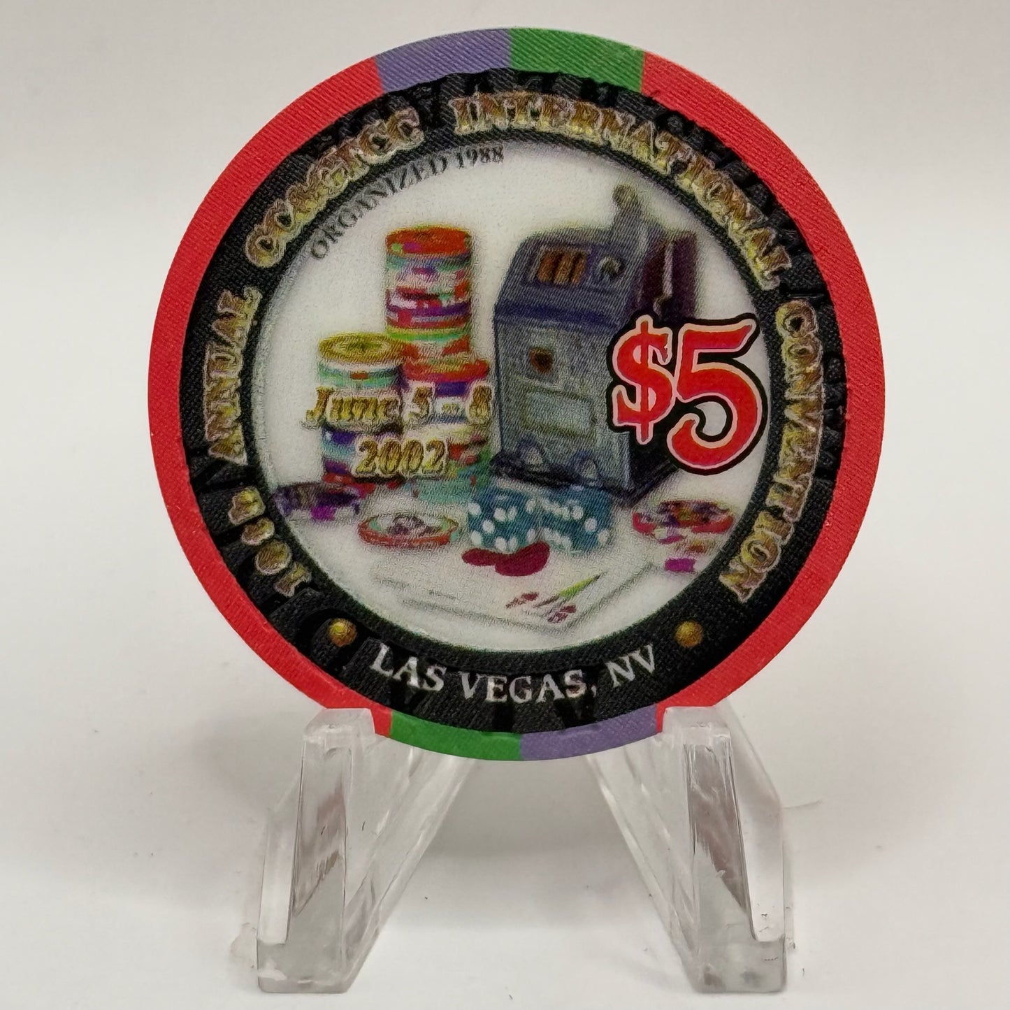 Aladdin Resort & Casino Las Vegas Nevada 2002 '10th Anniversary CC>CC' LE $5 Casino Chip E0012