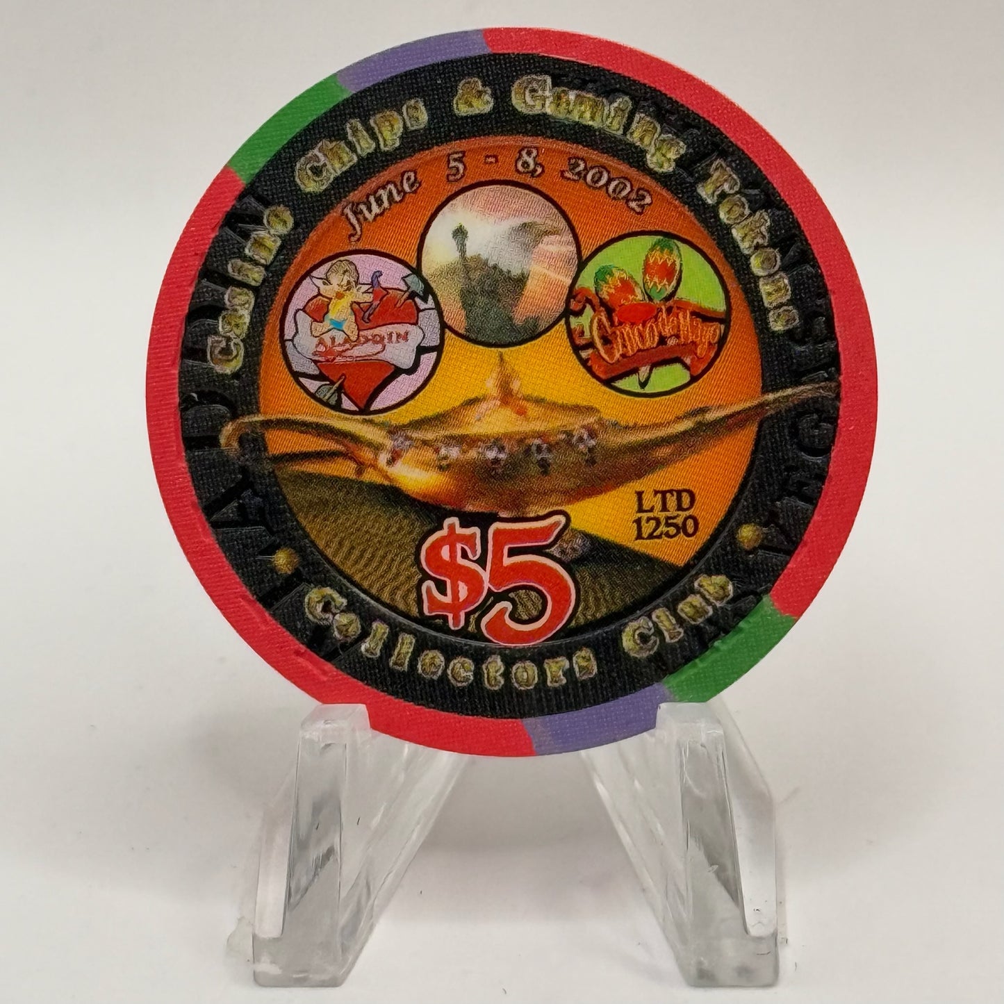Aladdin Resort & Casino Las Vegas Nevada 2002 '10th Anniversary CC>CC' LE $5 Casino Chip E0012