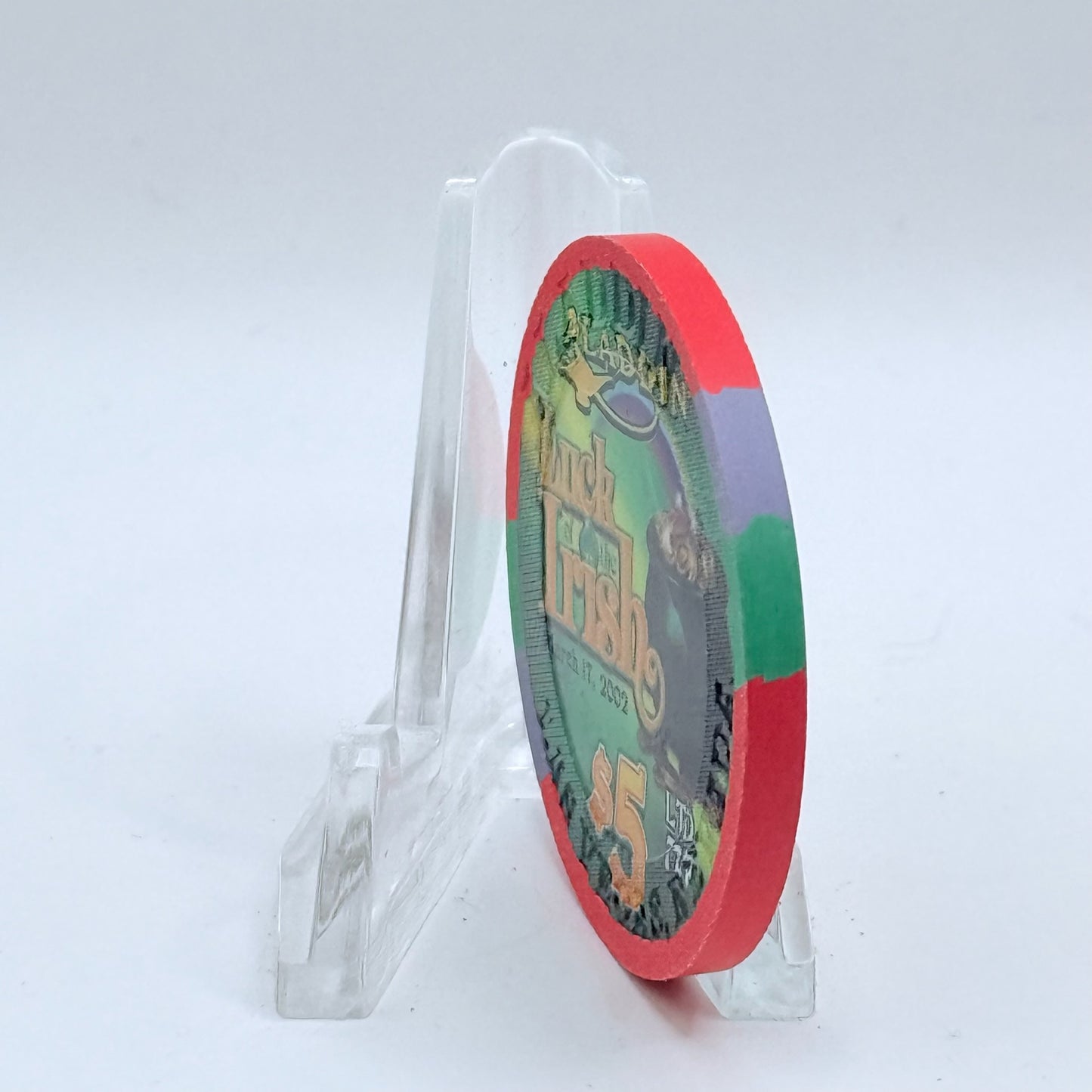 Aladdin Resort & Casino Las Vegas Nevada 2002 'Luck of the Irish' LE $5 Casino Chip V7816