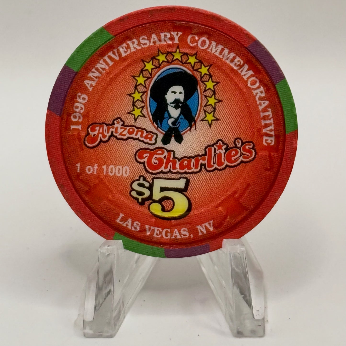 Arizona Charlie's Decatur (West) Las Vegas Nevada 1996 '8th Anniversary' LE $5 Casino Chip N5699