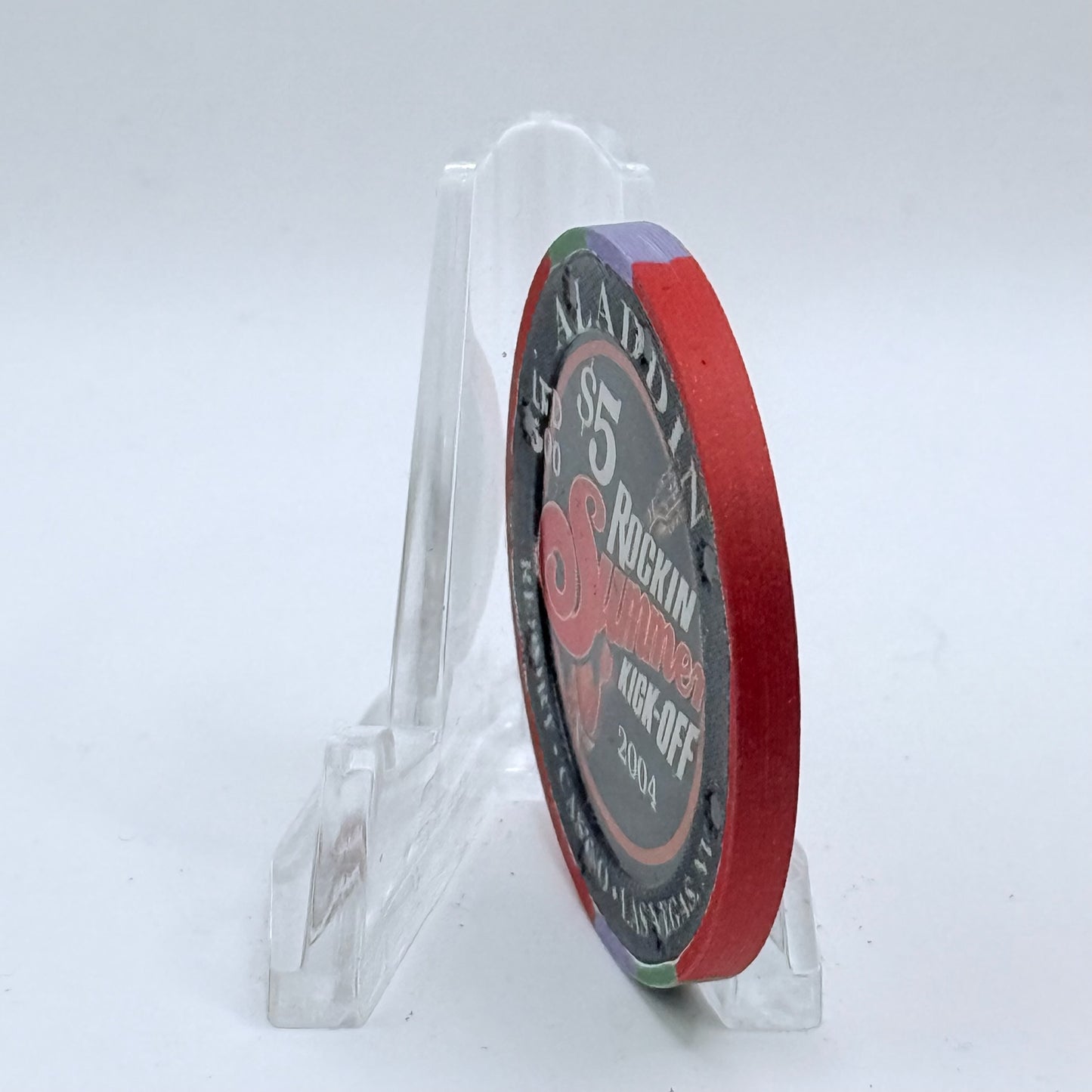 Aladdin Resort & Casino Las Vegas Nevada 2004 'Rockin' Summer Kick-off' LE $5 Casino Chip E3406