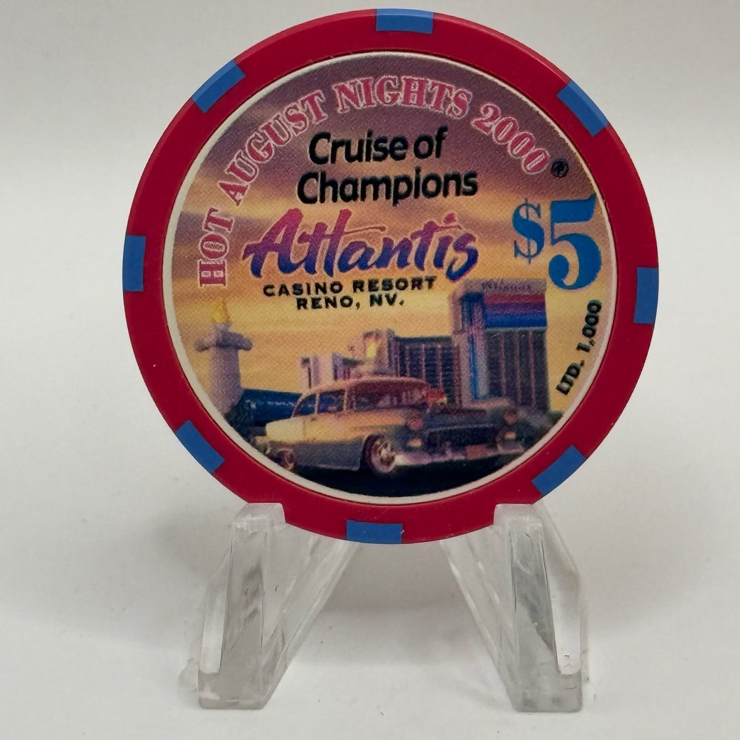 Atlantis Reno Nevada 2000 'Hot August Nights - Cruise of Champions' LE $5 Casino Chip V6290