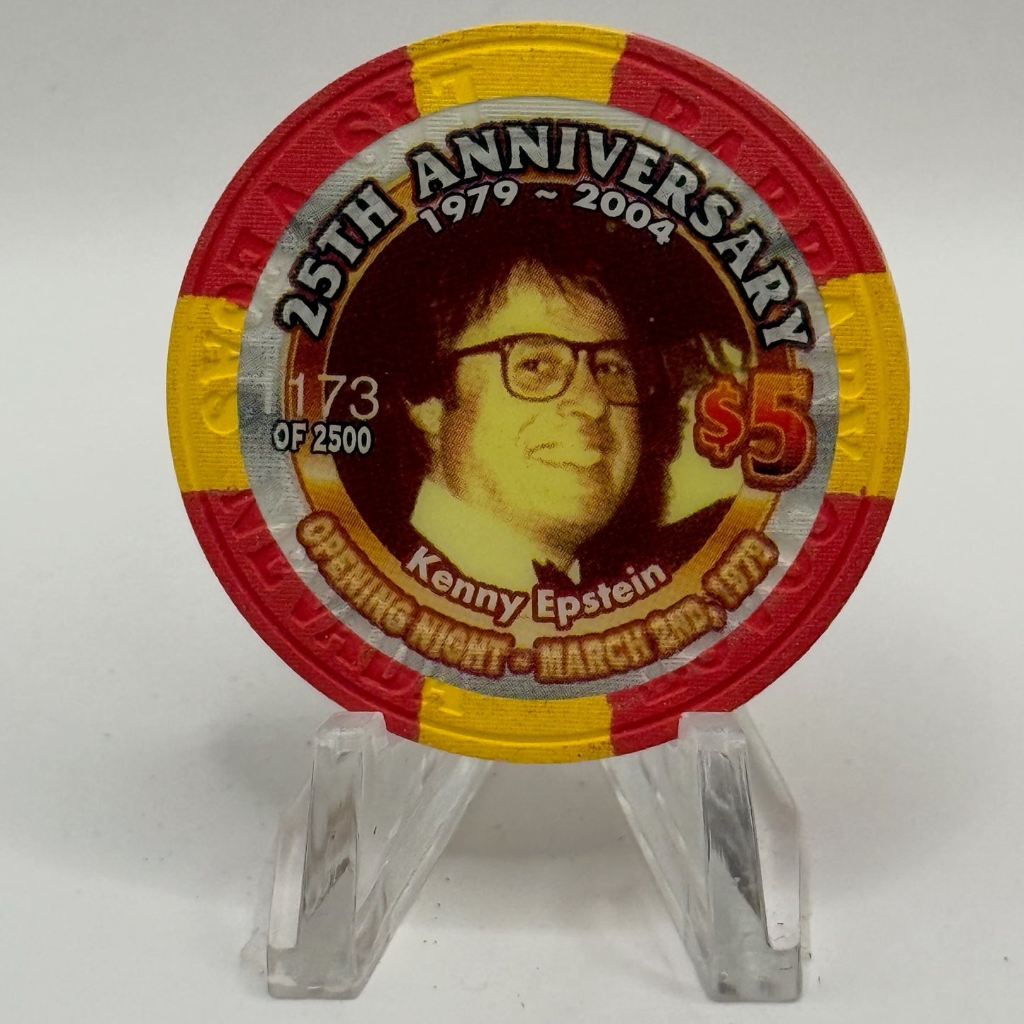 Barbary Coast Las Vegas Nevada 2004 '25th Anniversary Kenny Epstein' LE $5 Casino Chip E0058