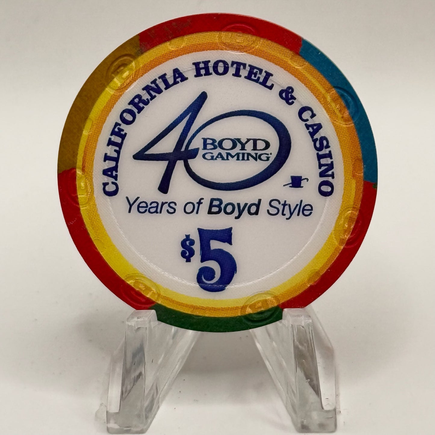 California Hotel Las Vegas Nevada 2015 '40 Years Of Boyd Style' LE $5 Casino Chip D2081