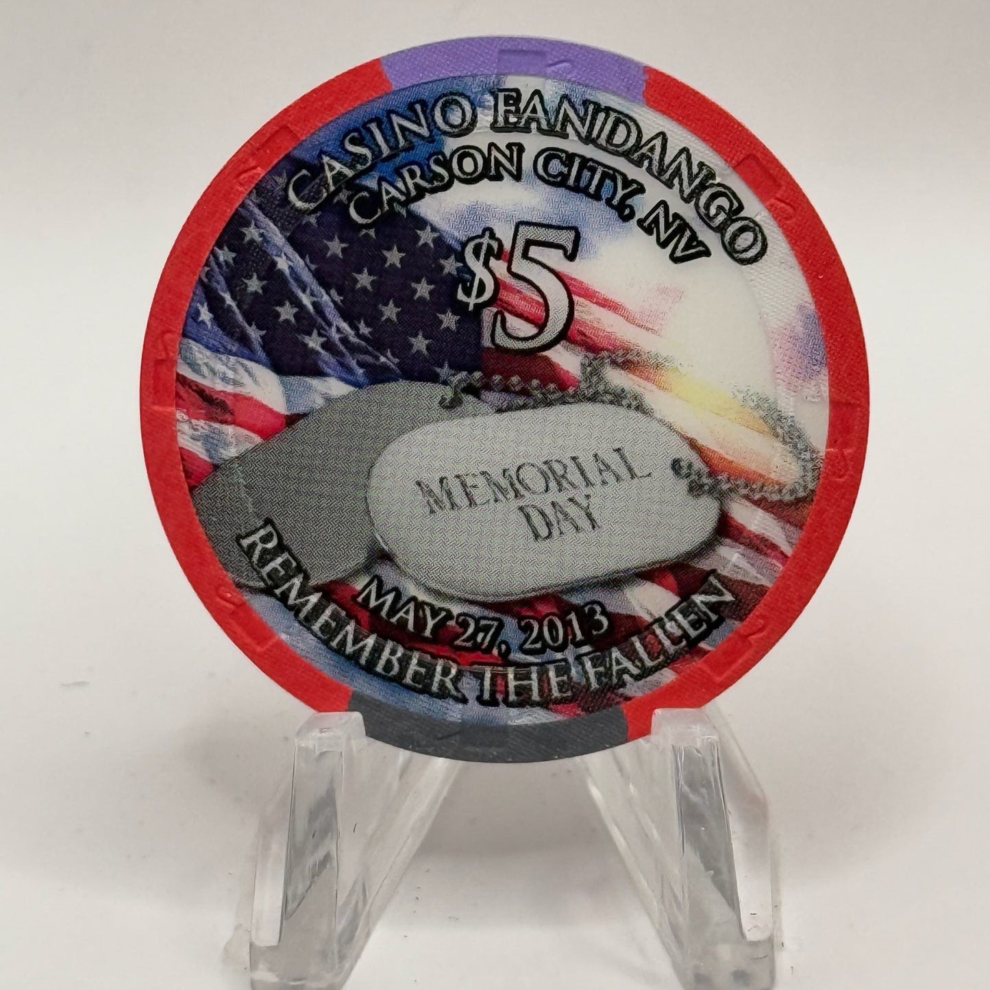 Casino Fandango Carson City Nevada 2004 'Memorial Day' LE $5 Casino Chip