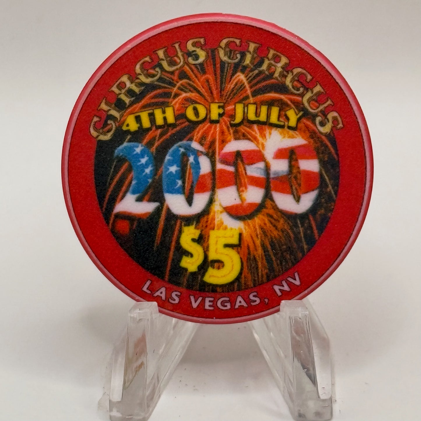 Circus Circus Las Vegas Nevada 2000 '4th Of July' LE $5 Casino Chip V6522