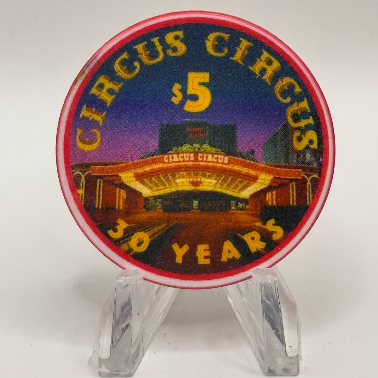 Circus Circus Las Vegas Nevada 1998 '30 Years' LE $5 Casino Chip V2277
