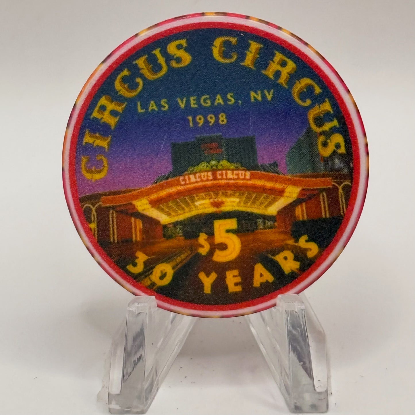 Circus Circus Las Vegas Nevada 1998 '30 Years' LE $5 Casino Chip V2277