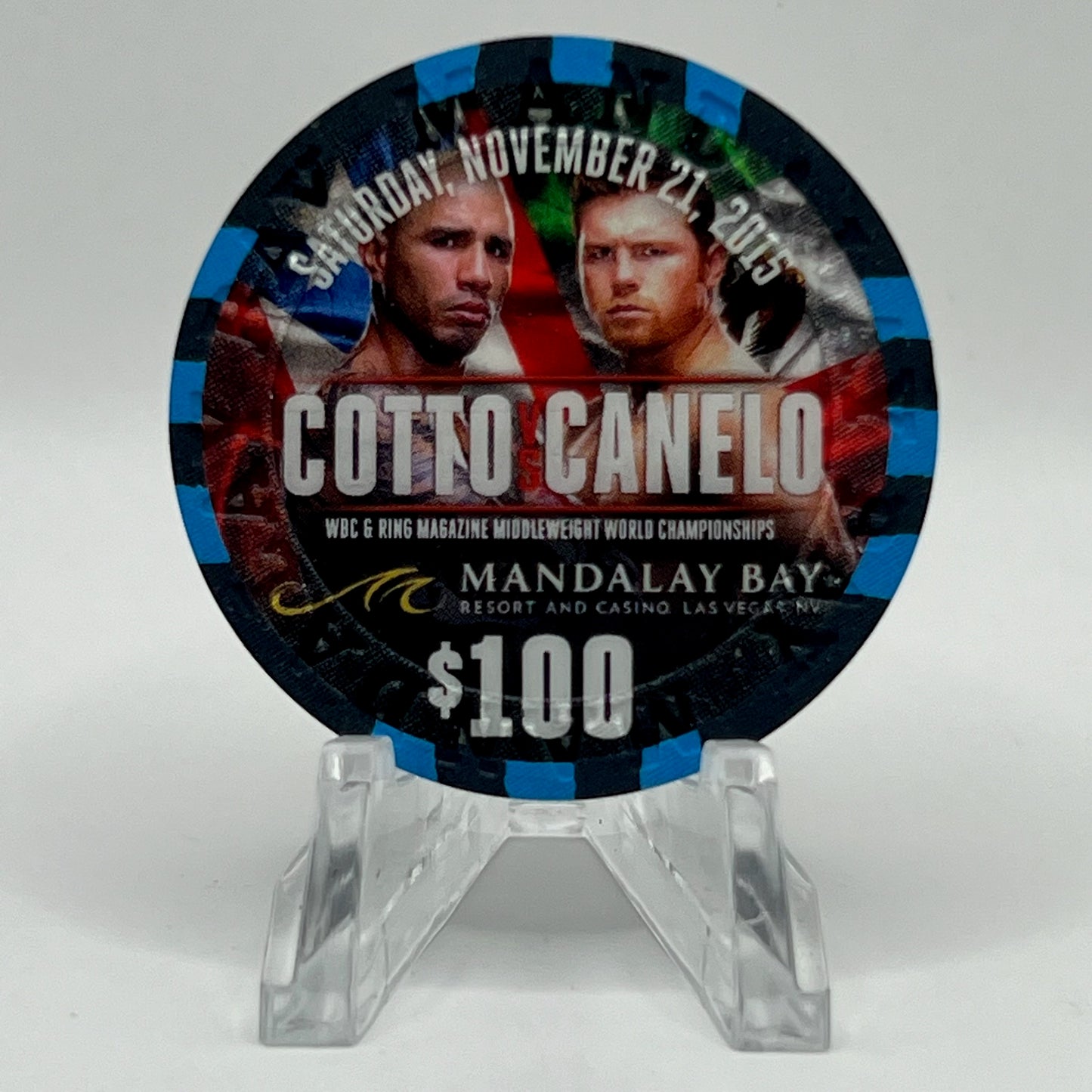 Mandalay Bay Cotto vs Canelo Las Vegas Nevada 2015 LE $100 Casino Chip D2045