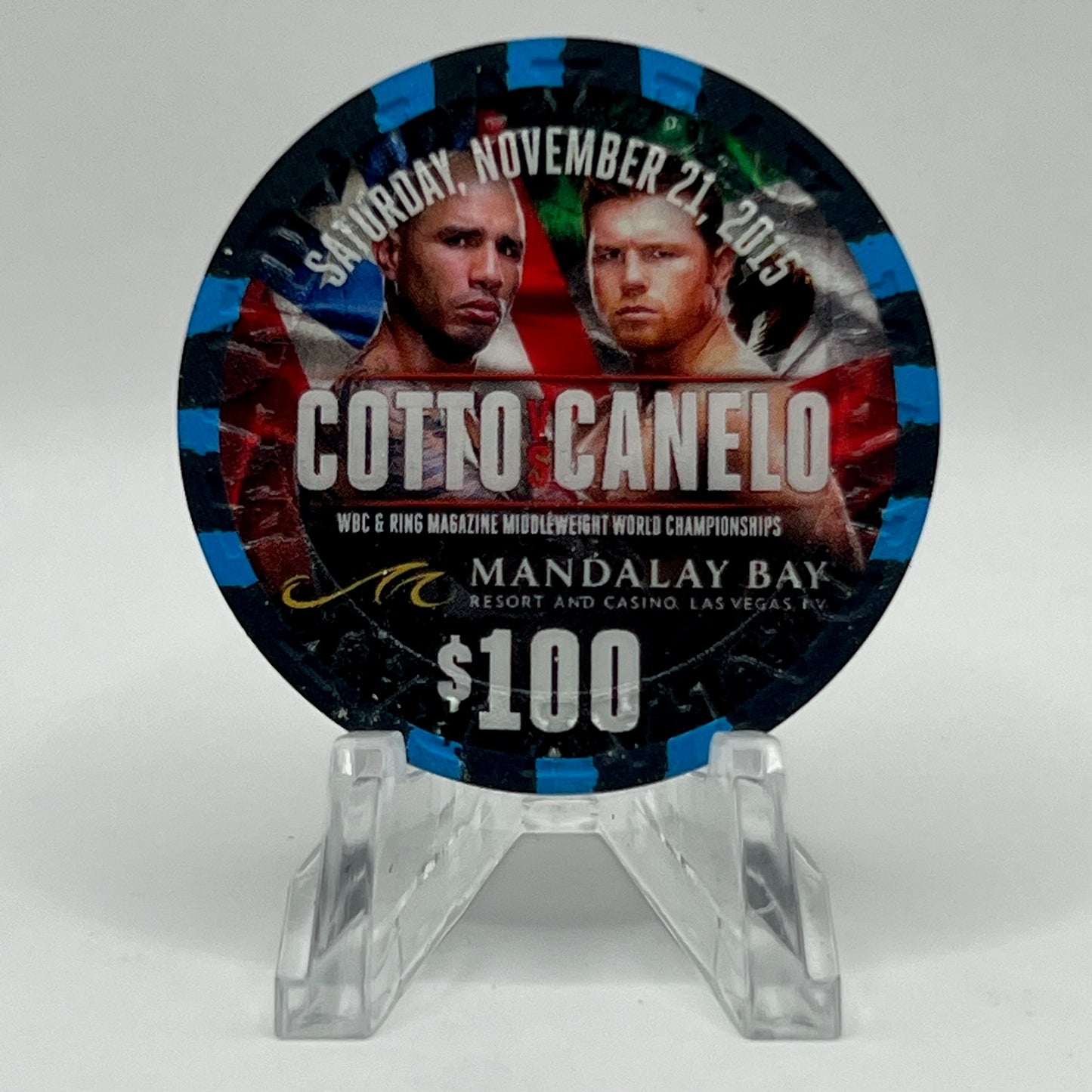 Mandalay Bay Cotto vs Canelo Las Vegas Nevada 2015 LE $100 Casino Chip D2045