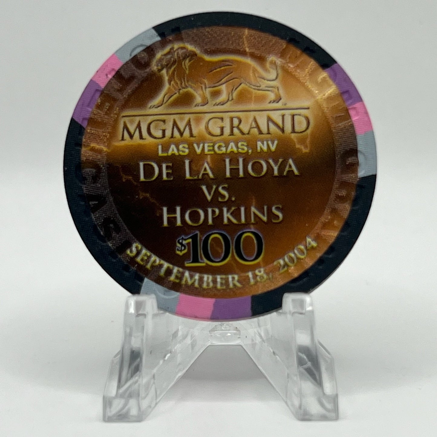 MGM Grand (Theme Hotel) Las Vegas Nevada 2004 'De La Hoya vs. Hopkins' LE $100 Casino Chip