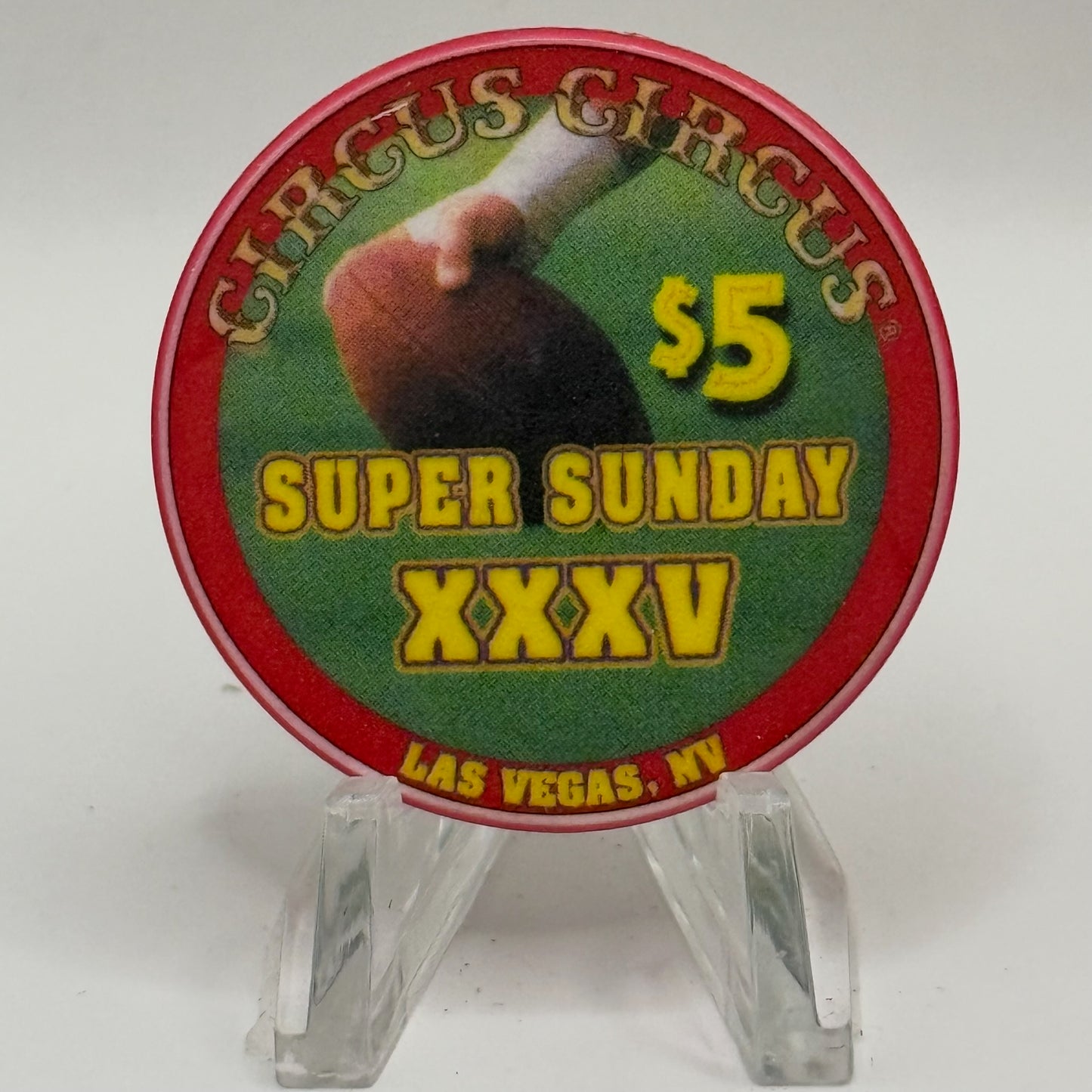 Circus Circus Las Vegas Nevada 2001 'Super Sunday XXXV' LE $5 Casino Chip V7426