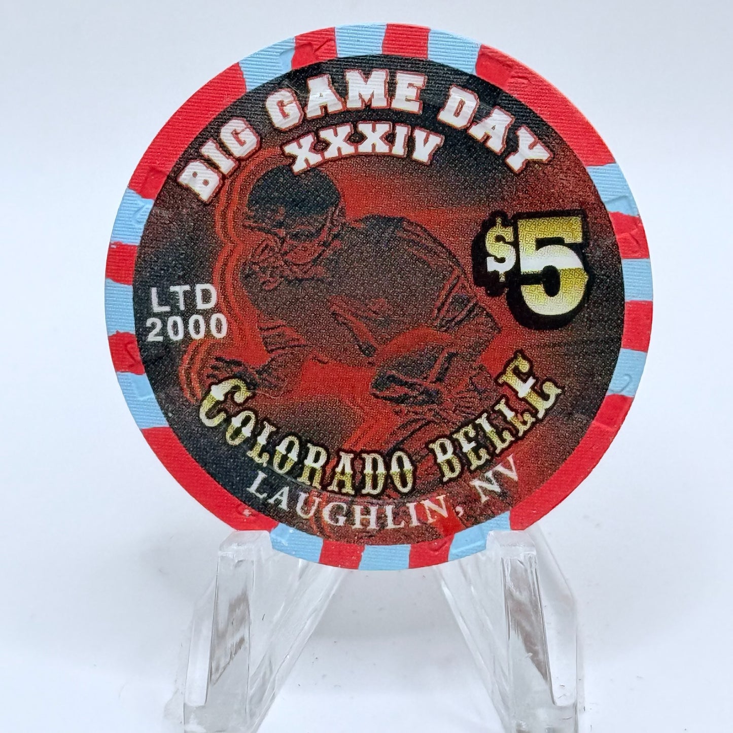 Colorado Belle Laughlin Nevada 2000 'The Big Game Day XXIV' LE $5 Casino Chip V3920