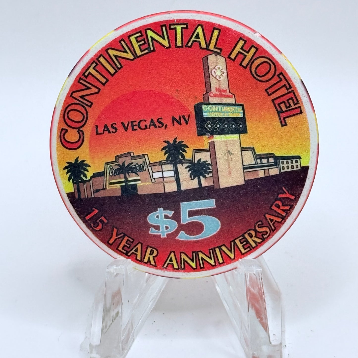 Continental Hotel Las Vegas Nevada 1996 '15 Year Anniversary' LE $5 Casino Chip N8115