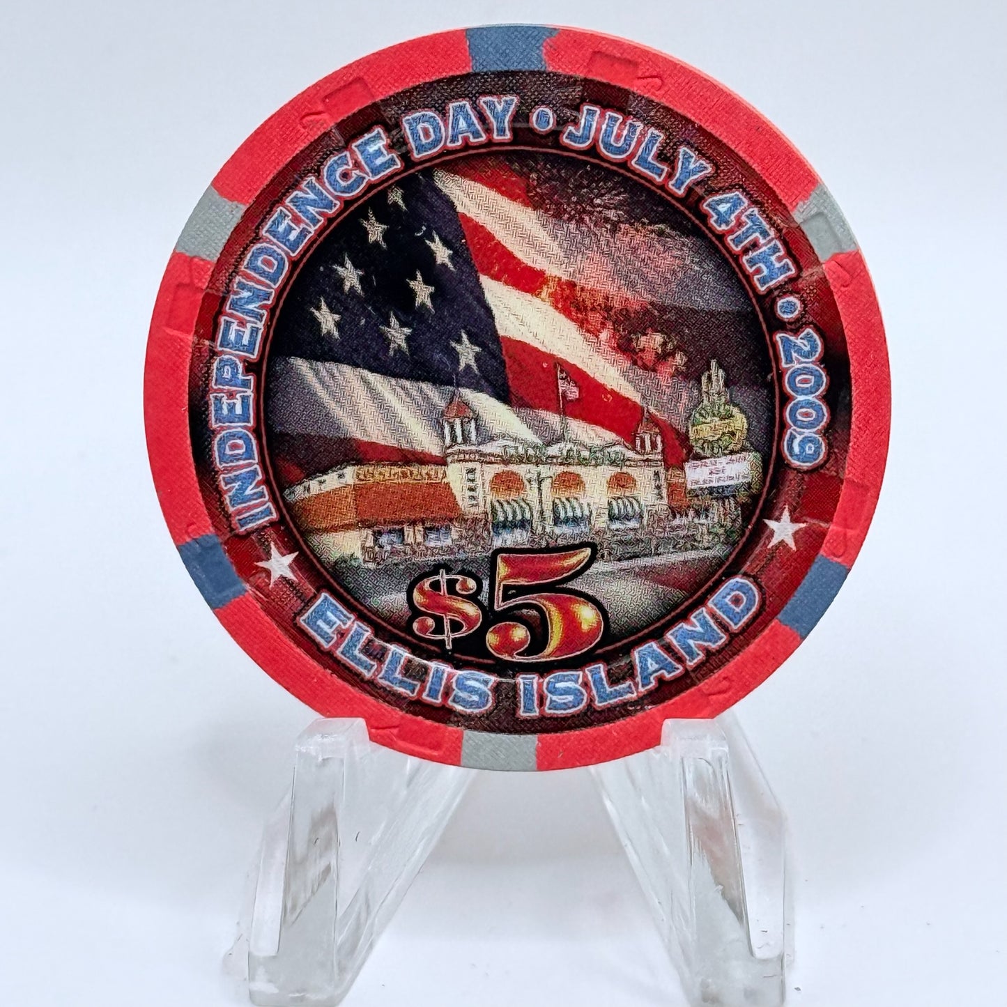Ellis Island Las Vegas Nevada 2009 'Independence Day' LE $5 Casino Chip E9505