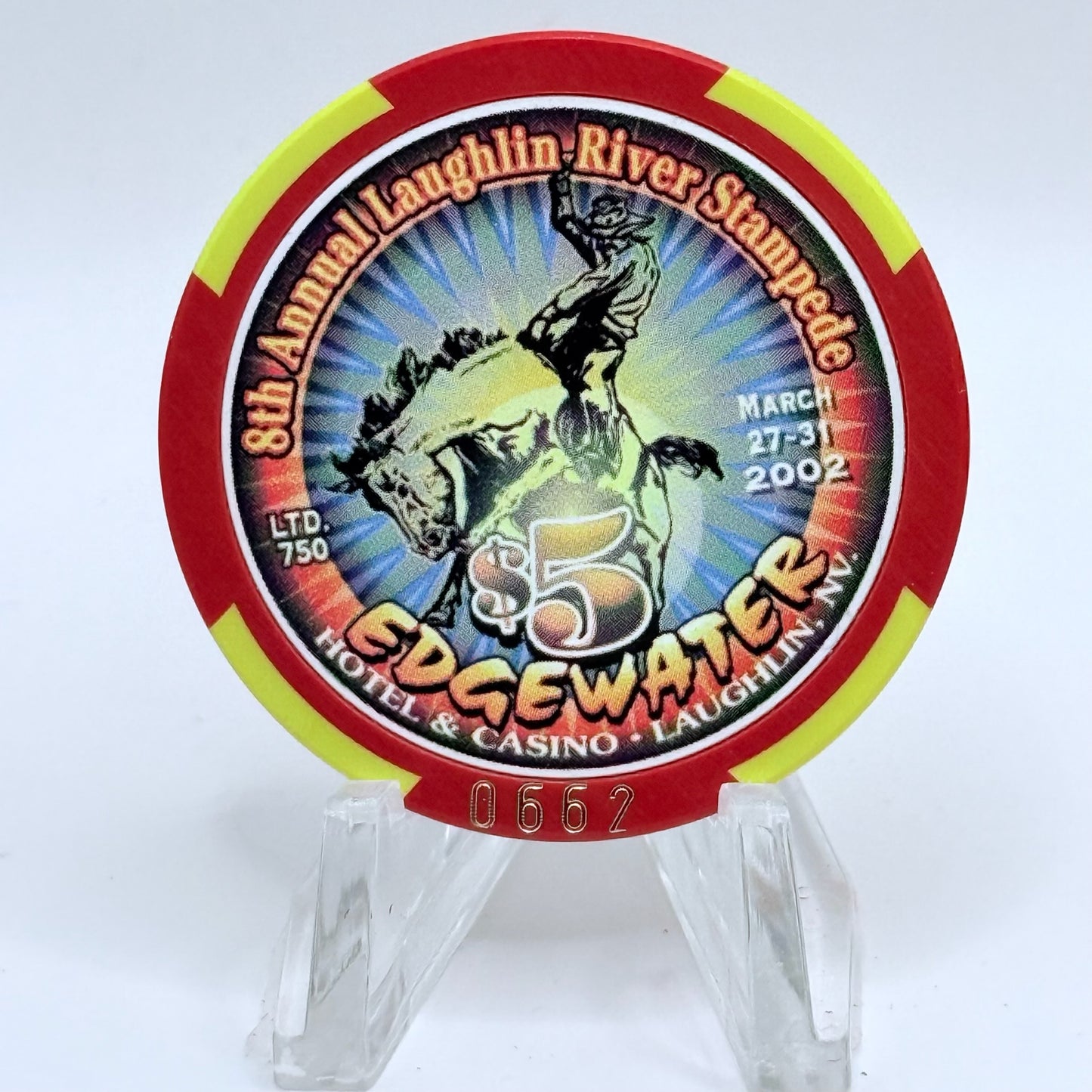 Edgewater Laughlin Nevada 2002 LE $5 Casino Chip V8390