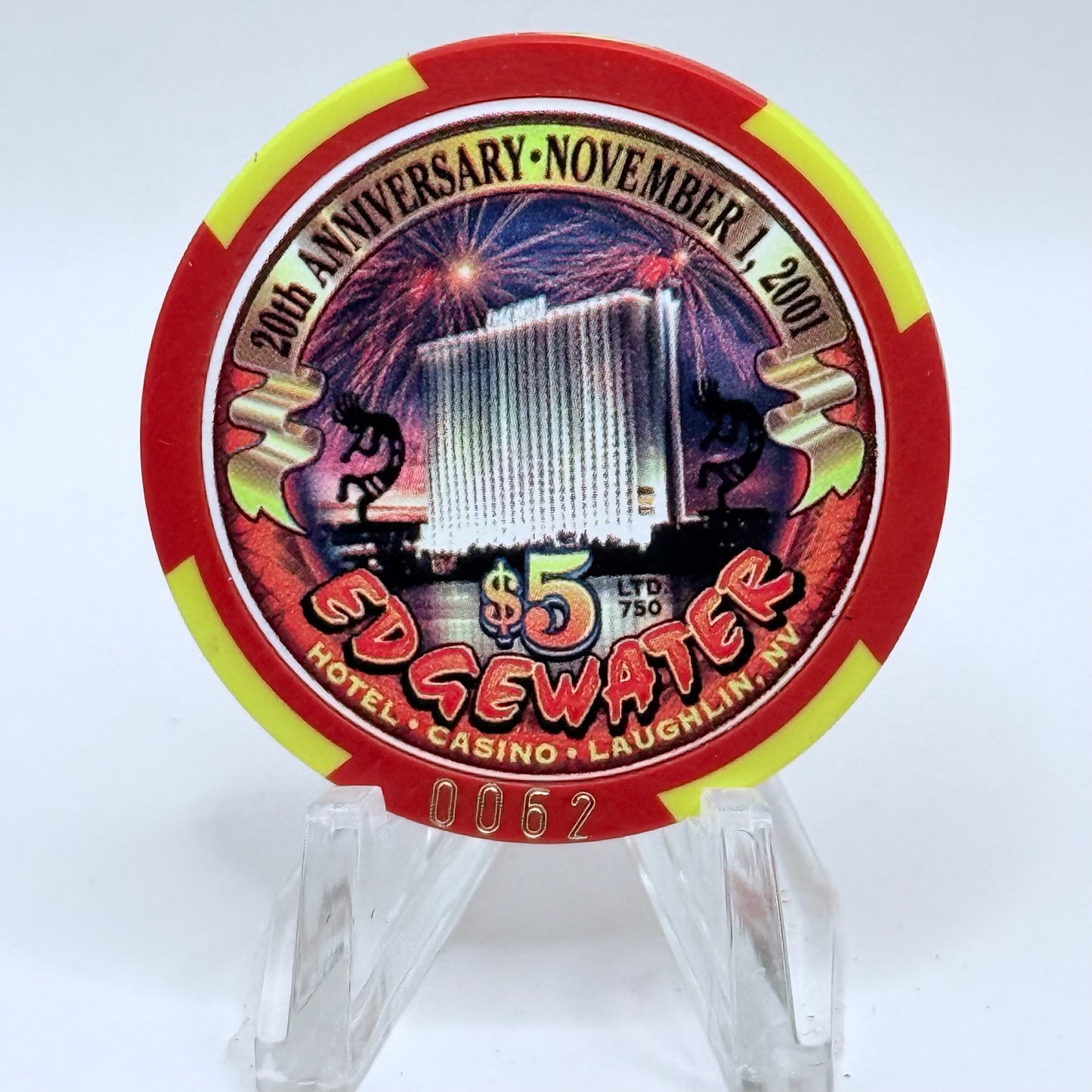 Edgewater Laughlin Nevada 2001 LE $5 Casino Chip V8386