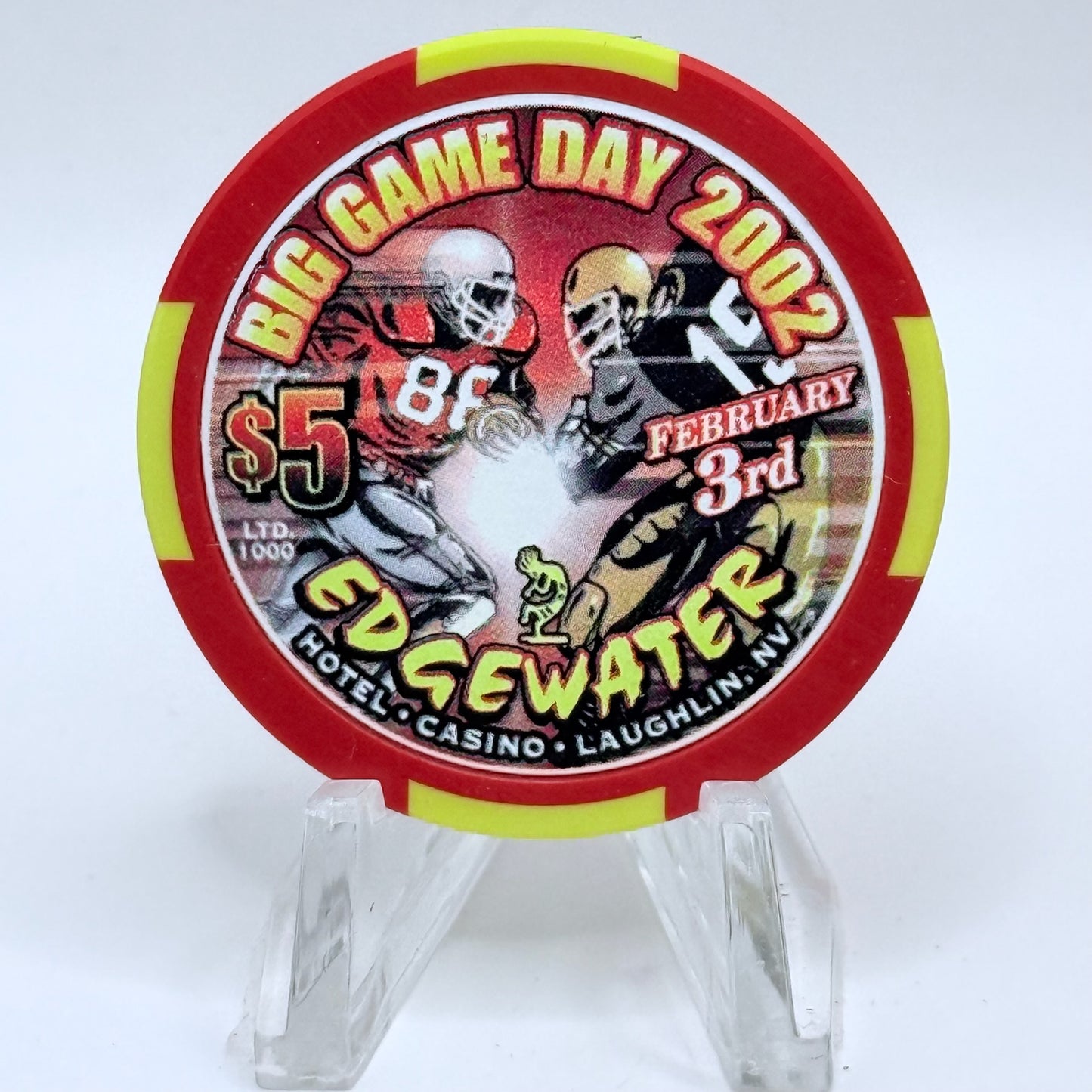 Edgewater Laughlin Nevada 2002 'Superbowl' LE $5 Casino Chip V8389