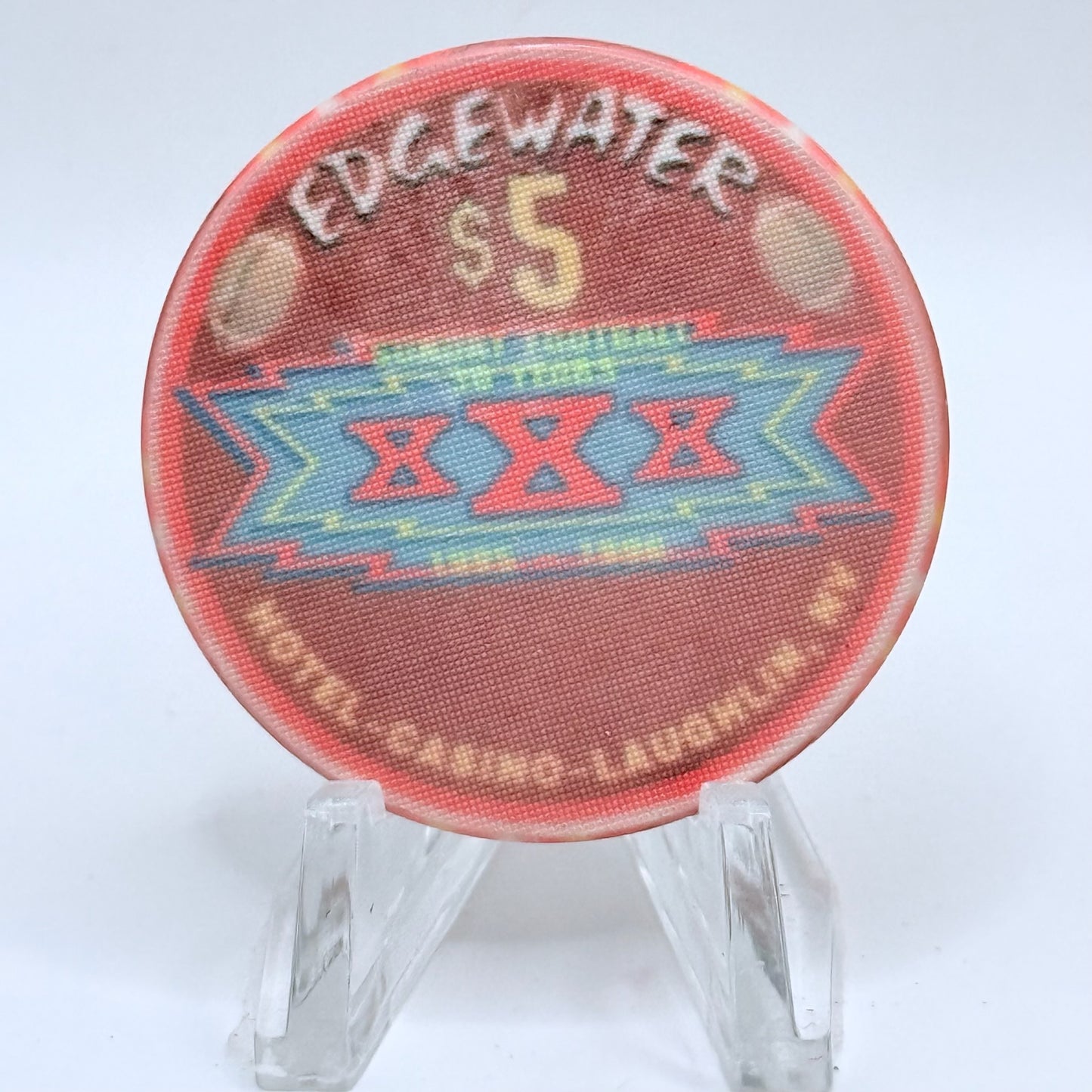 Edgewater Laughlin Nevada 1996 'Sunday Football 30 Years Xxx' LE $5 Casino Chip N8168