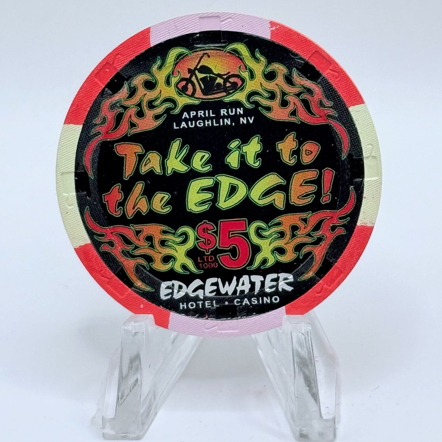 Edgewater Laughlin Nevada 1997 'Take it to the Edge' LE $5 Casino Chip N8169