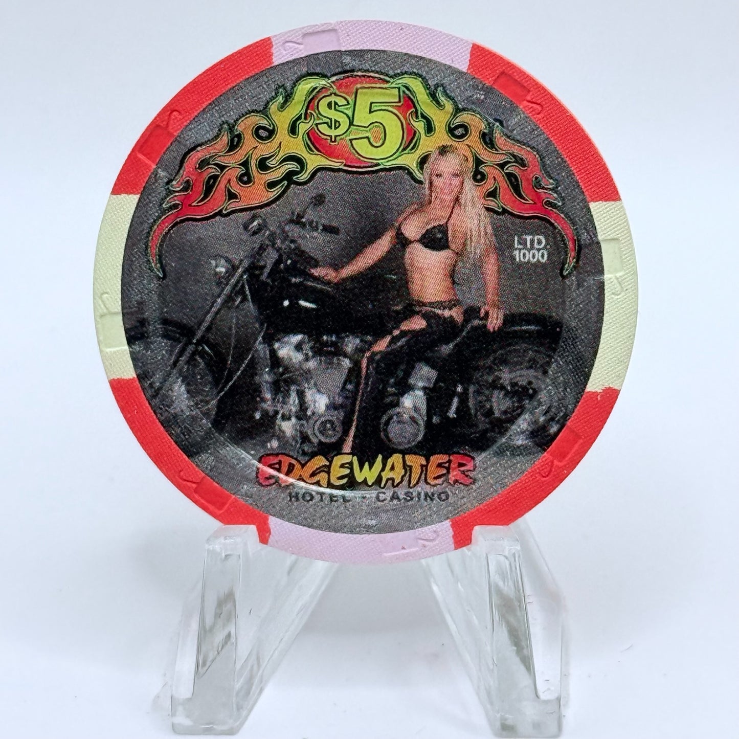 Edgewater Laughlin Nevada 1997 'Take it to the Edge' LE $5 Casino Chip N8169