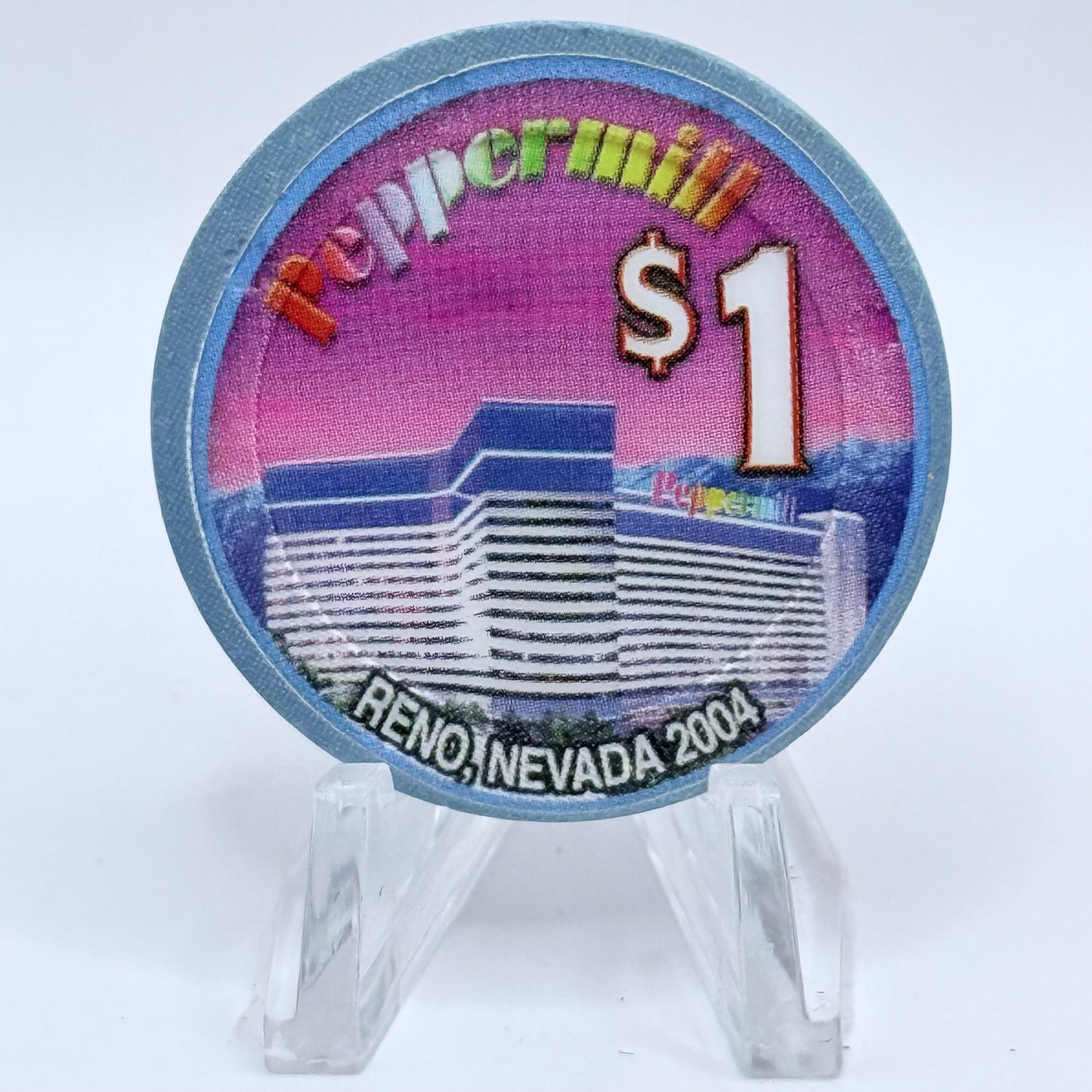 Peppermill Reno Nevada 2004 'Top 10 Casinos in America' $1 Casino Chip E4084