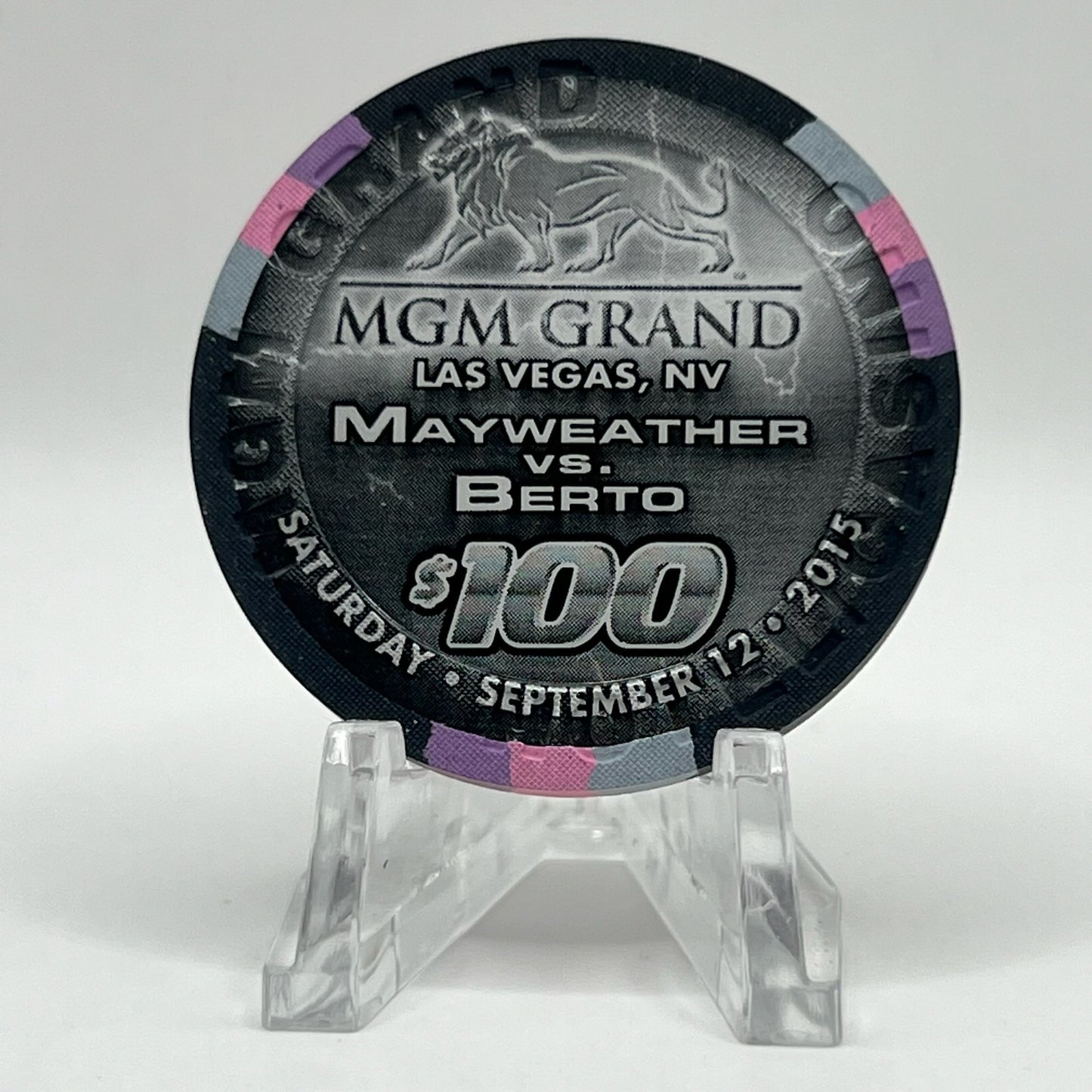 MGM Grand (Theme Hotel) Las Vegas Nevada 2015 'Mayweather vs Berto' LE $100 Casino Chip
