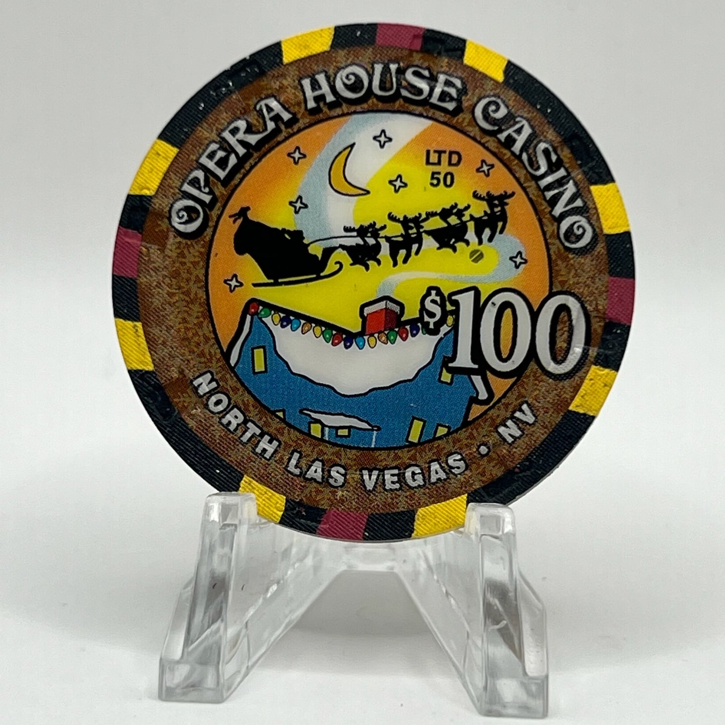 Opera House Casino N. Las Vegas Nevada 2001 Christmas LE $100 Casino Chip