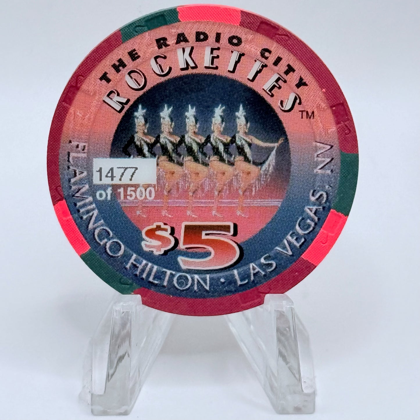 Flamingo Hilton Las Vegas Nevada 1998 'The Radio City Rockettes' LE $5 Casino Chip V2469
